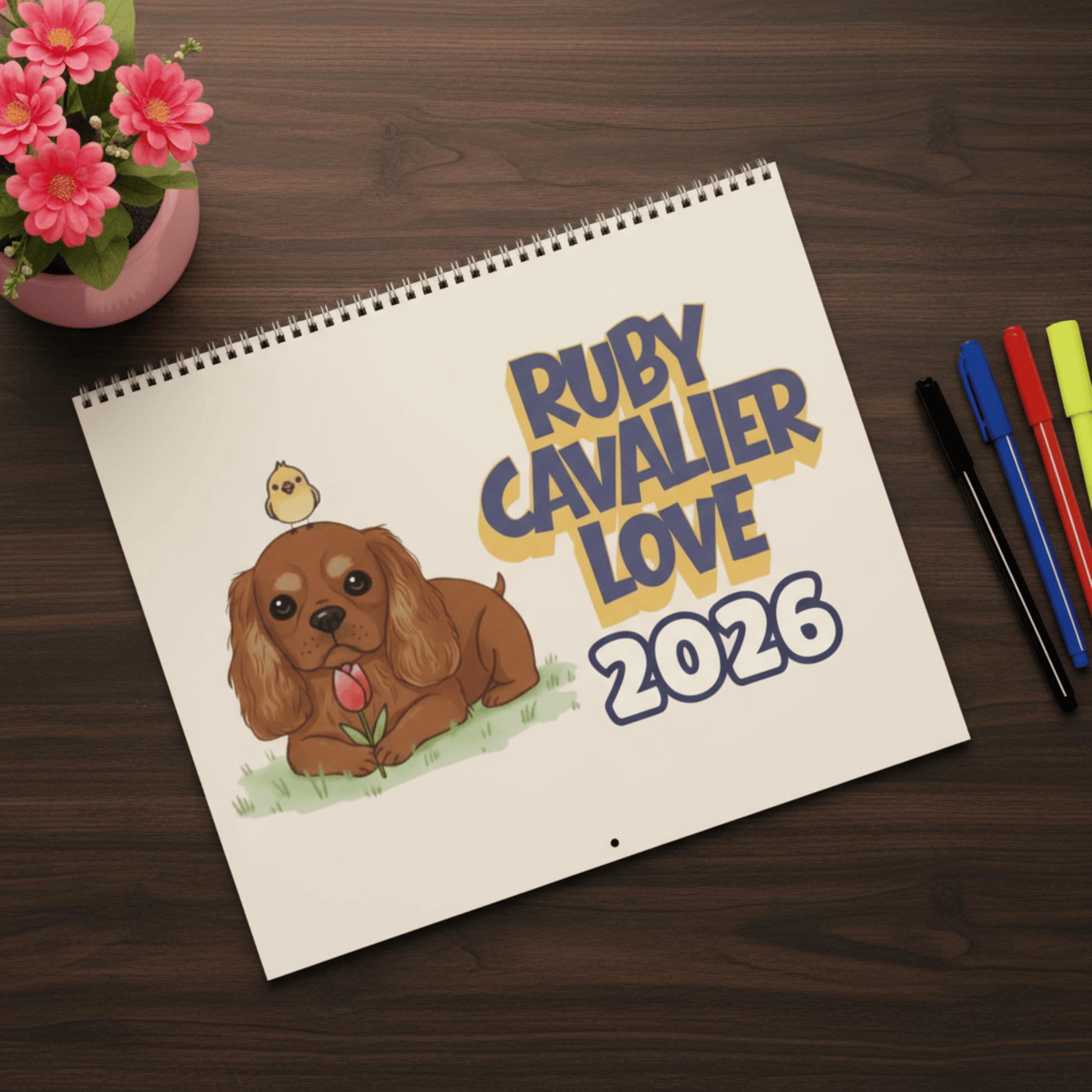 2026 Affirmations Ruby Cavalier Wall Calendar