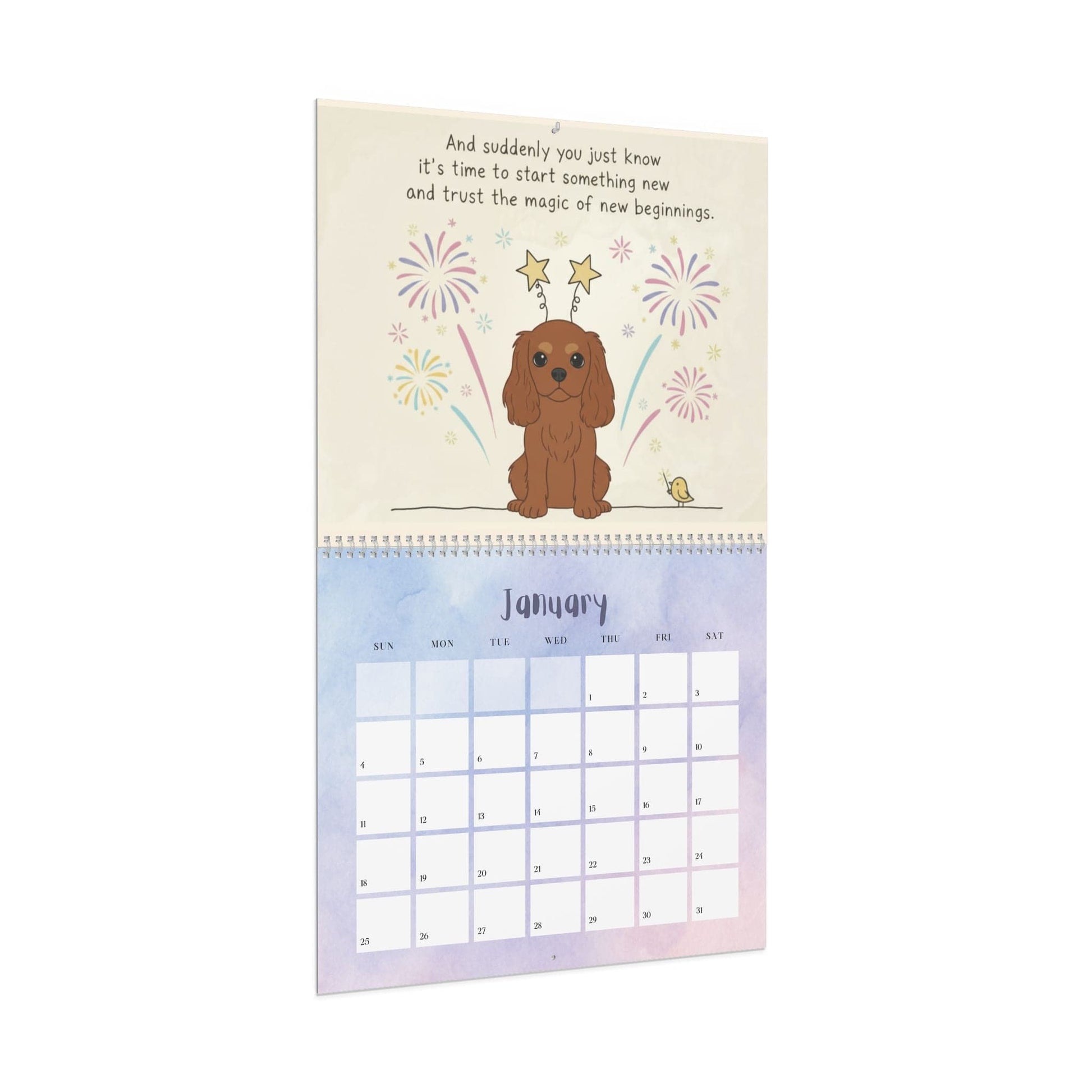 2026 Affirmations Ruby Cavalier Wall Calendar