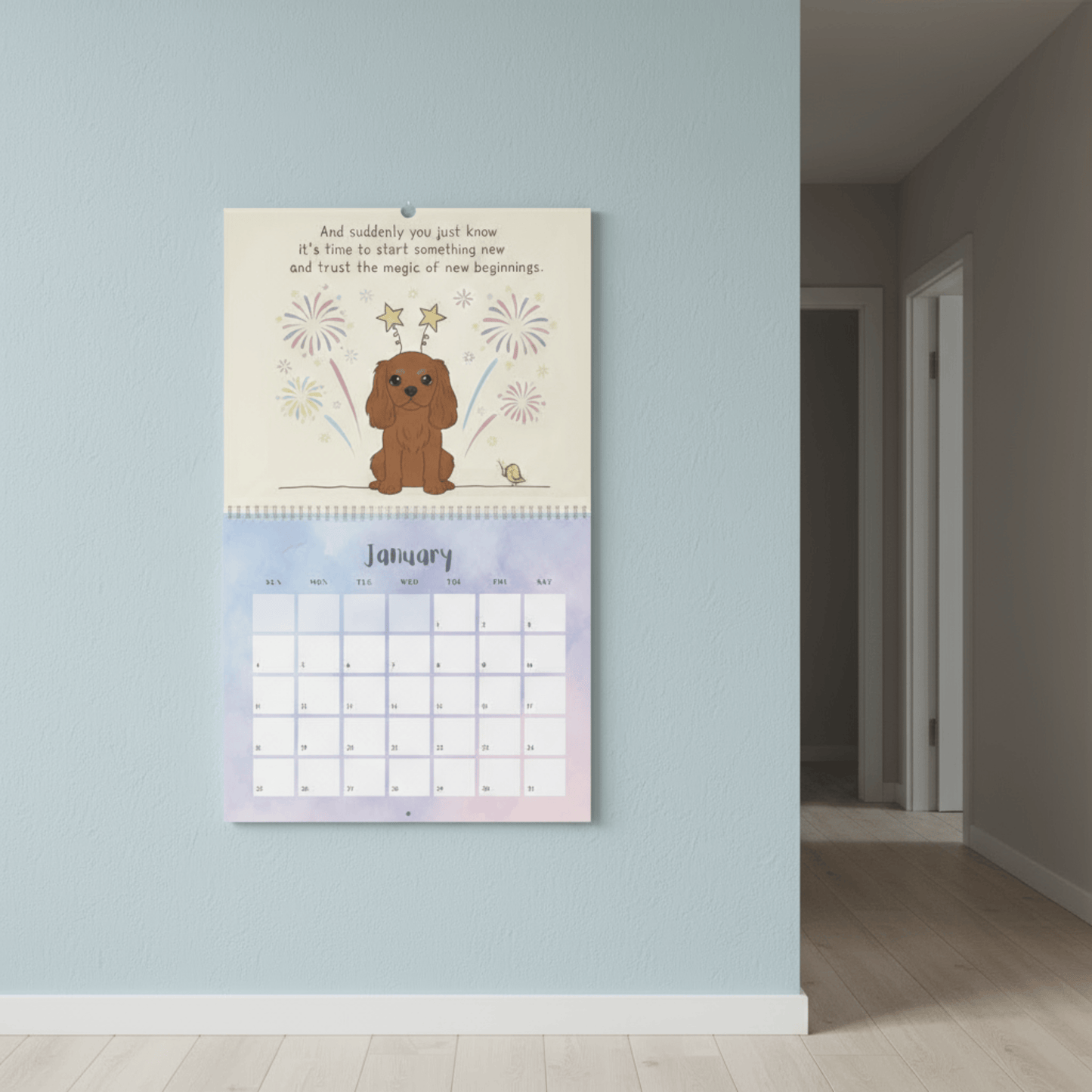 2026 Affirmations Ruby Cavalier Wall Calendar