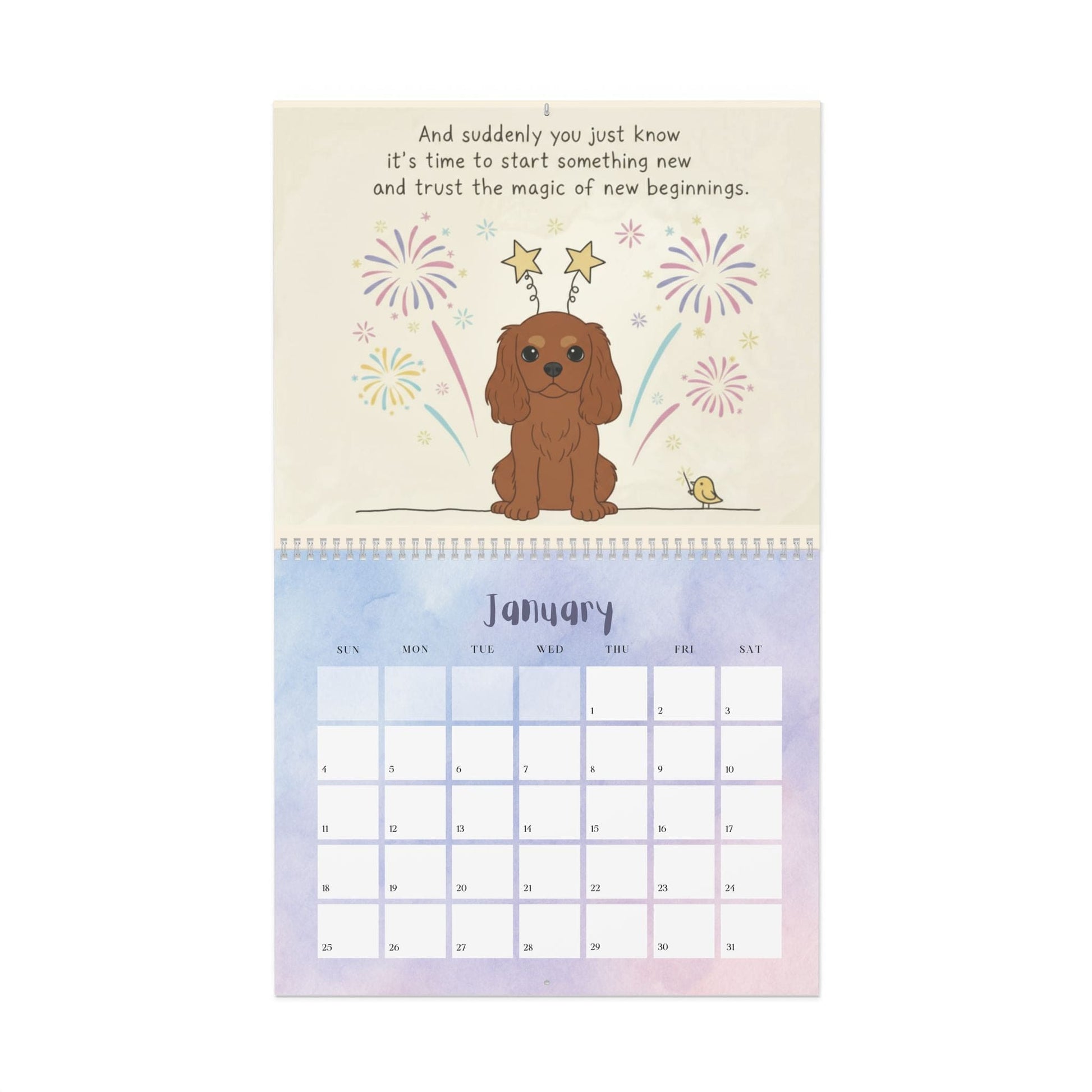 2026 Affirmations Ruby Cavalier Wall Calendar