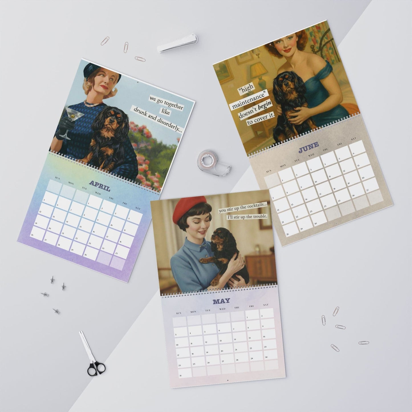 2026 Black and Tan Cavalier Snarky Sassy Wall Calendar