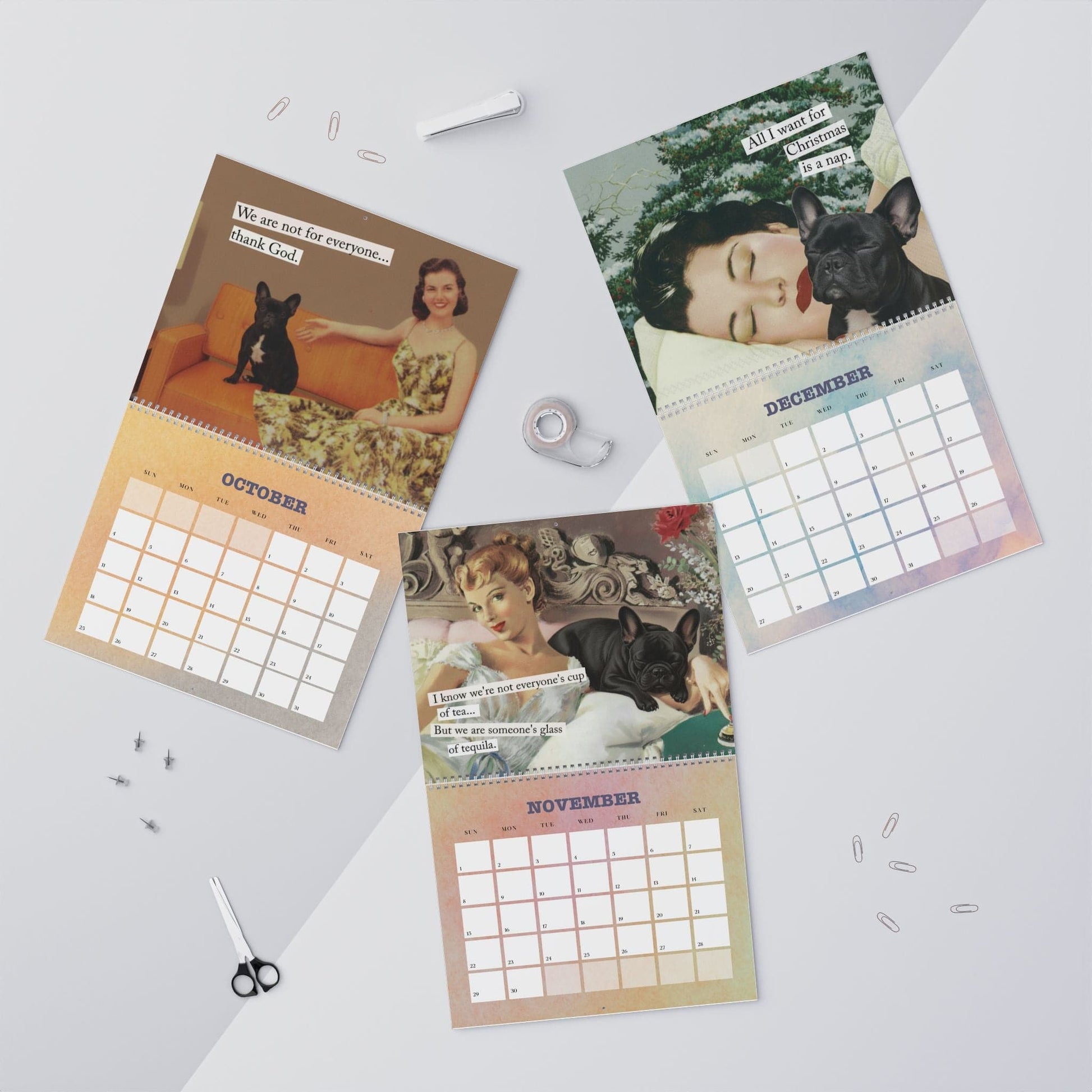 2026 Black Frenchie Snarky Sassy Wall Calendar