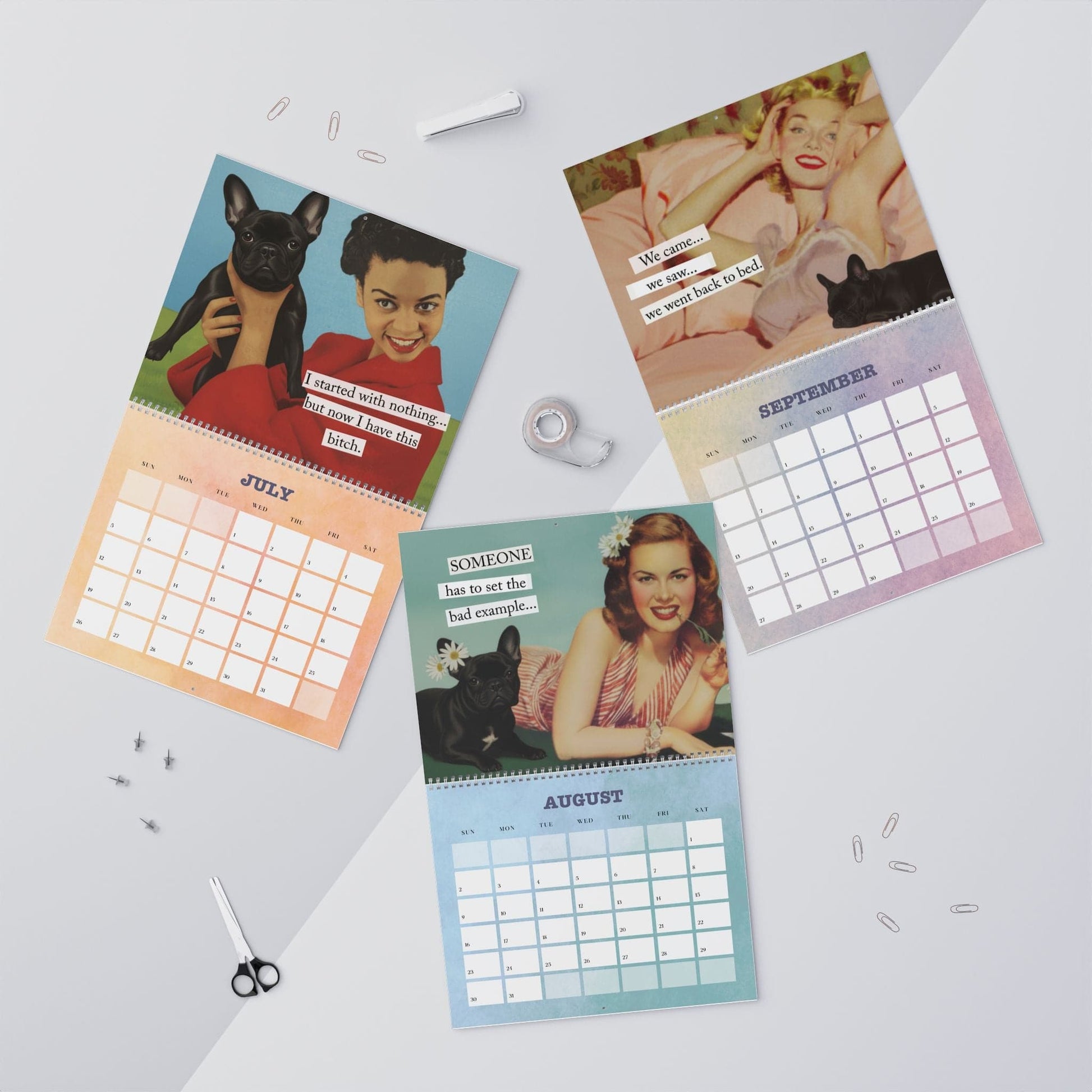2026 Black Frenchie Snarky Sassy Wall Calendar