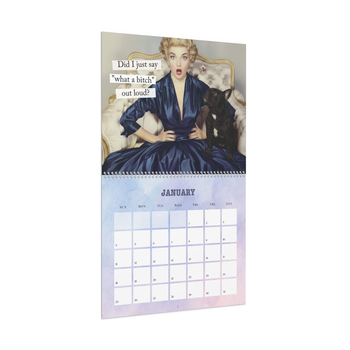 2026 Black Frenchie Snarky Sassy Wall Calendar