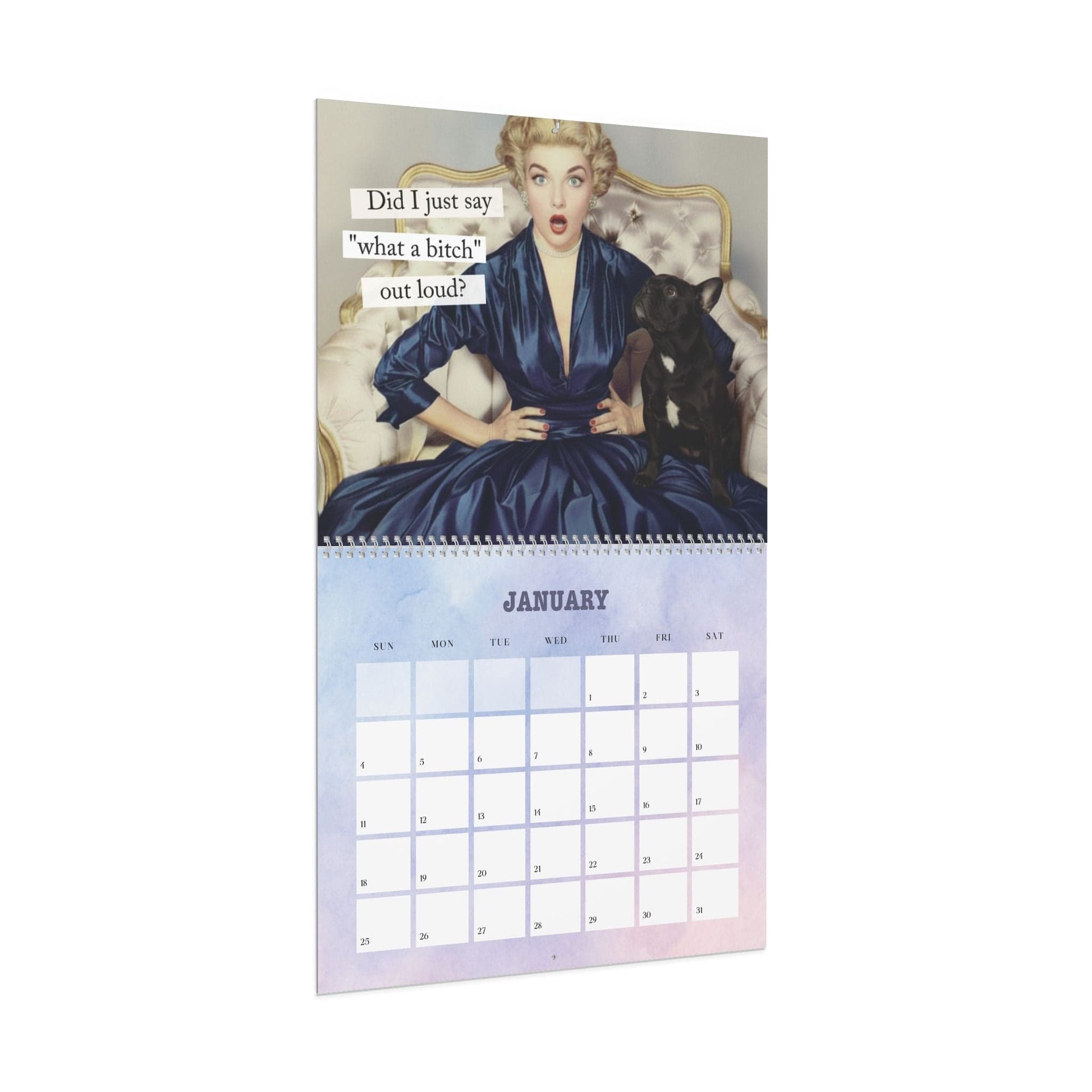 2026 Black Frenchie Snarky Sassy Wall Calendar