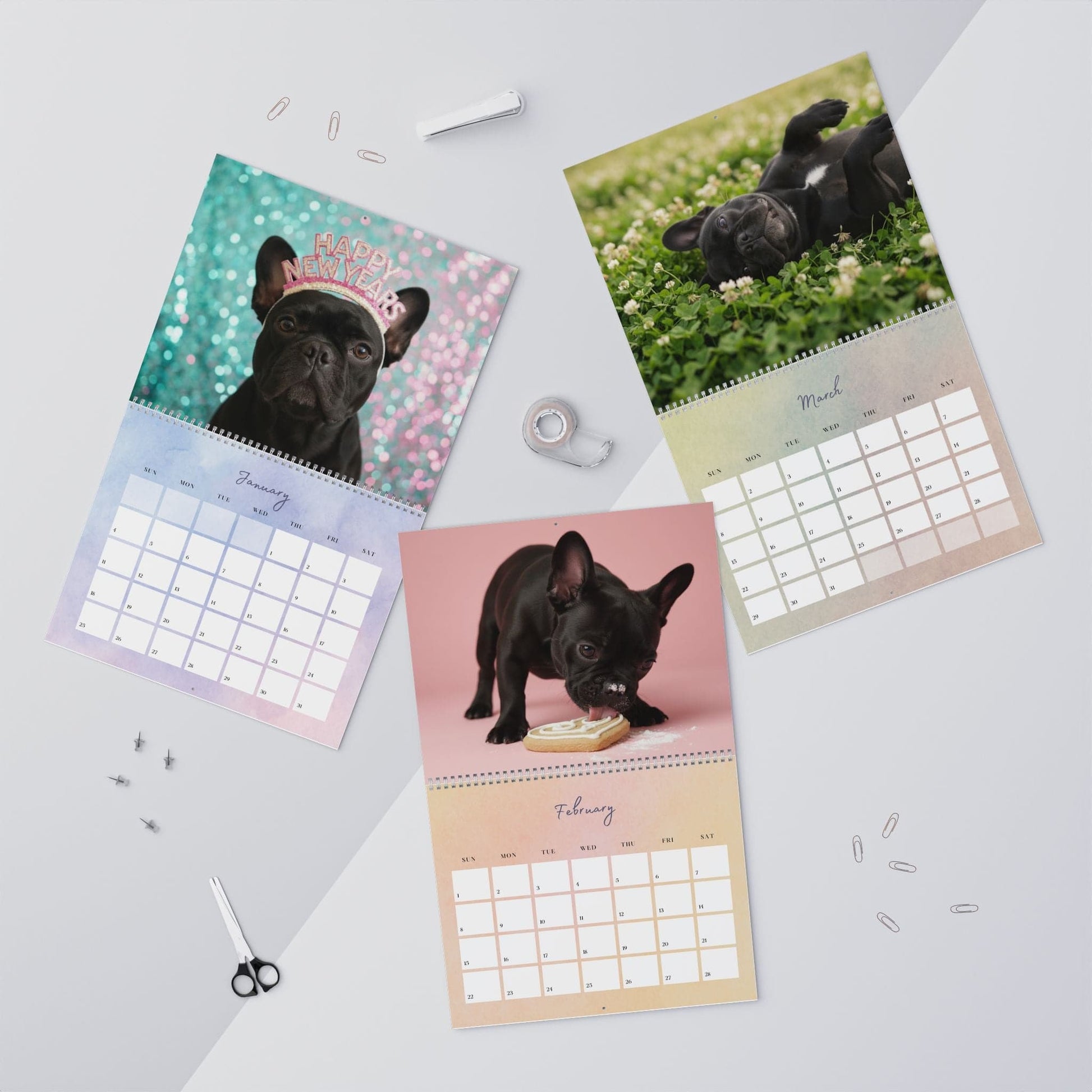 2026 Black Frenchie Wall Calendar