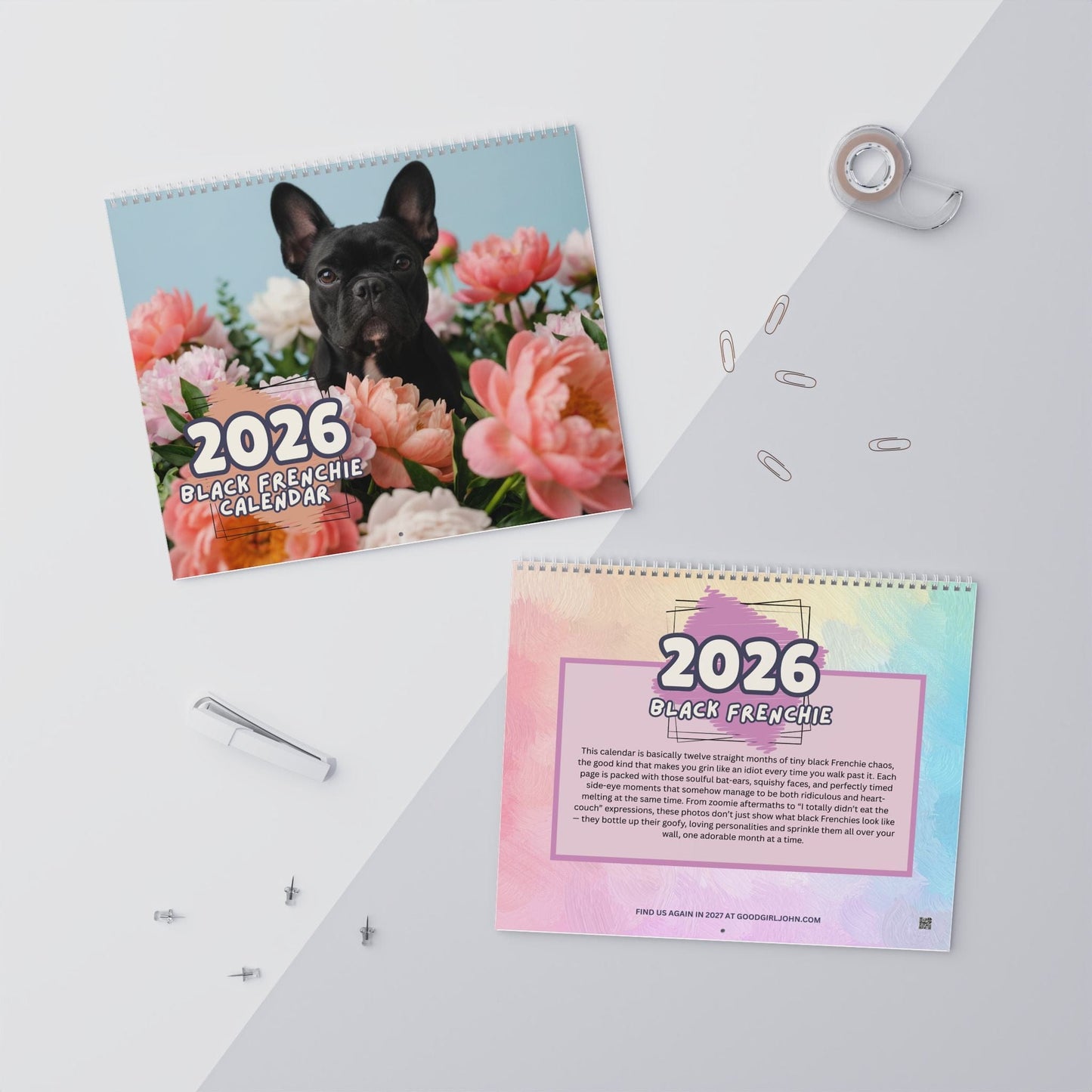 2026 Black Frenchie Wall Calendar