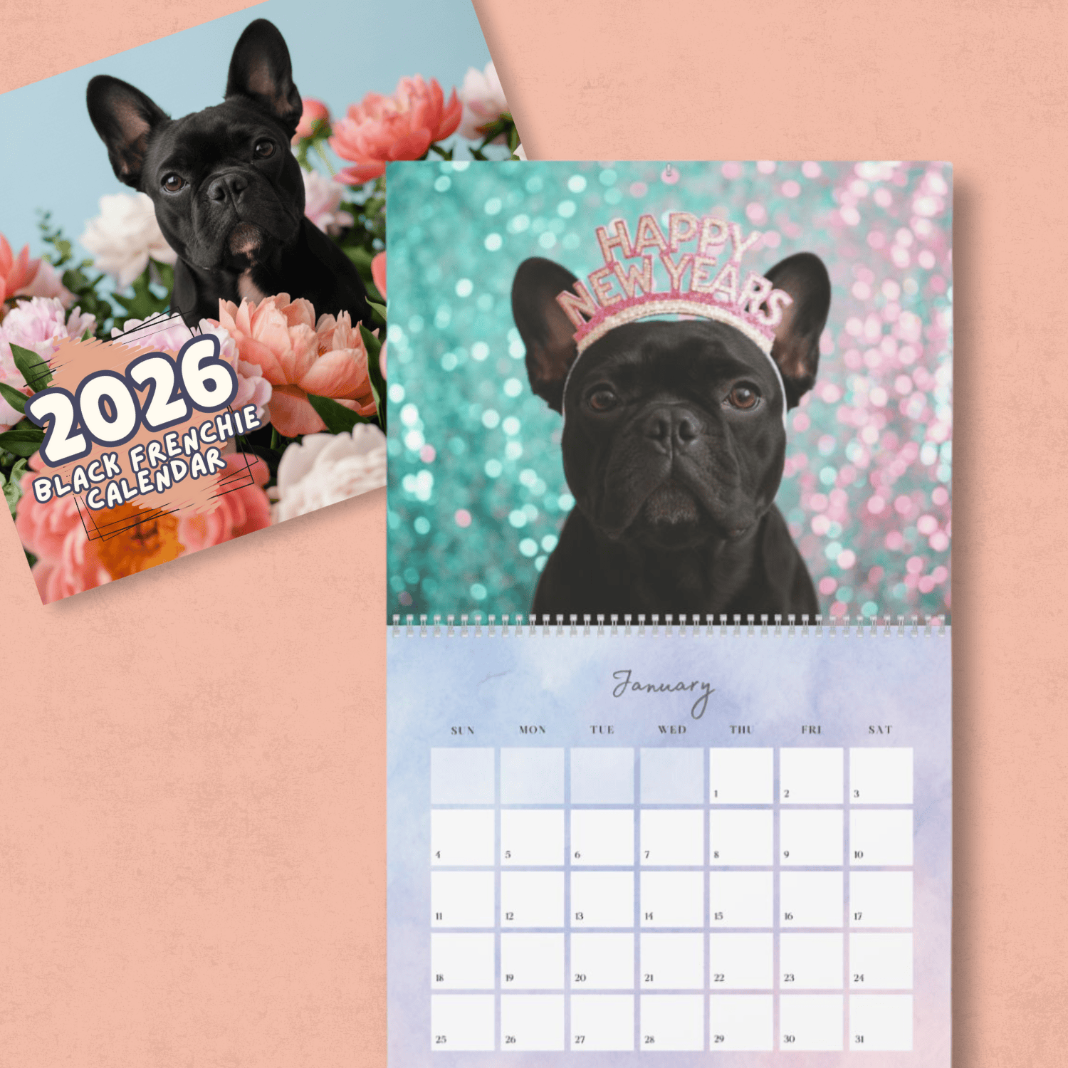 2026 Black Frenchie Wall Calendar