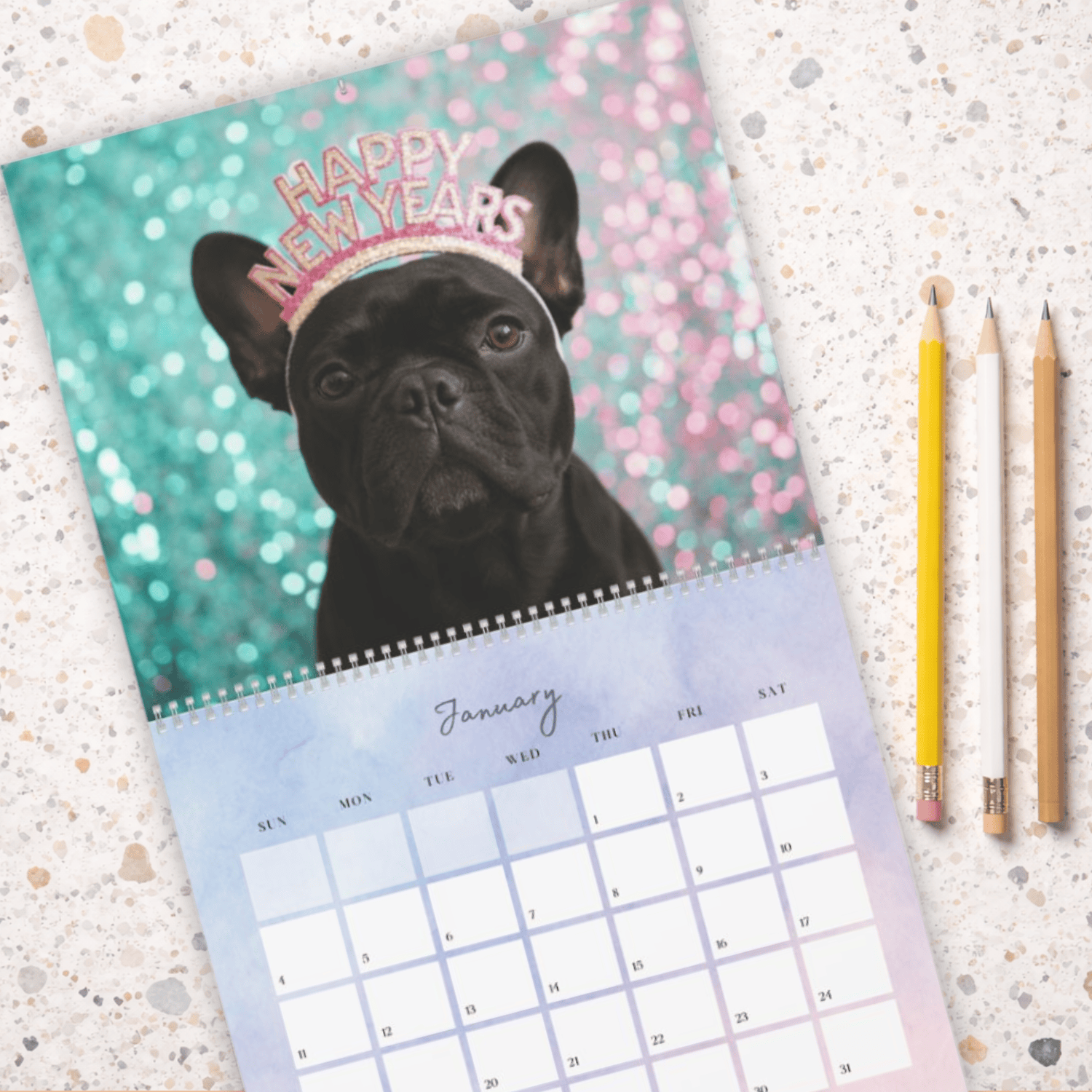 2026 Black Frenchie Wall Calendar 14" x 11.5" Matte