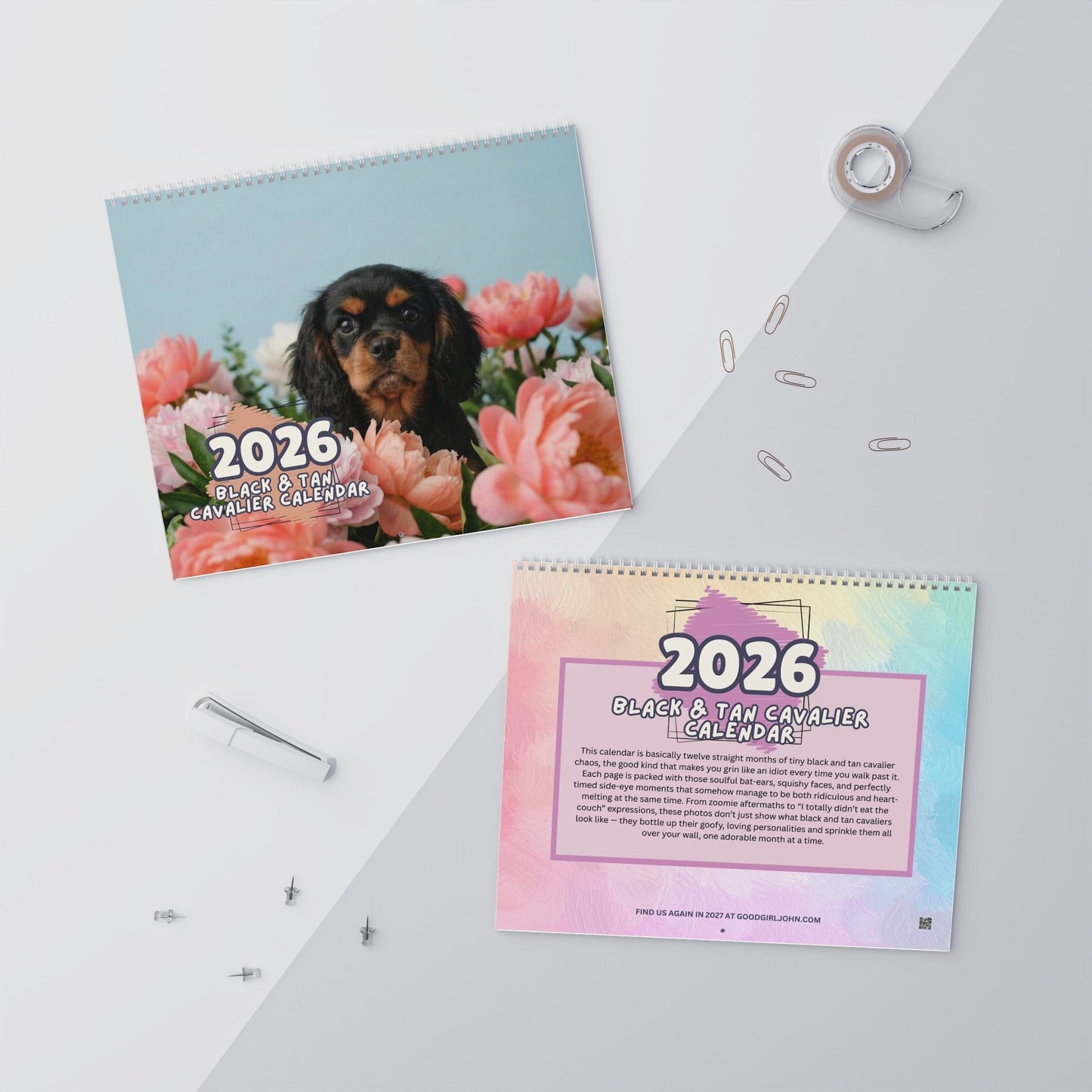 2026 Black Tan Cavalier Wall Calendar