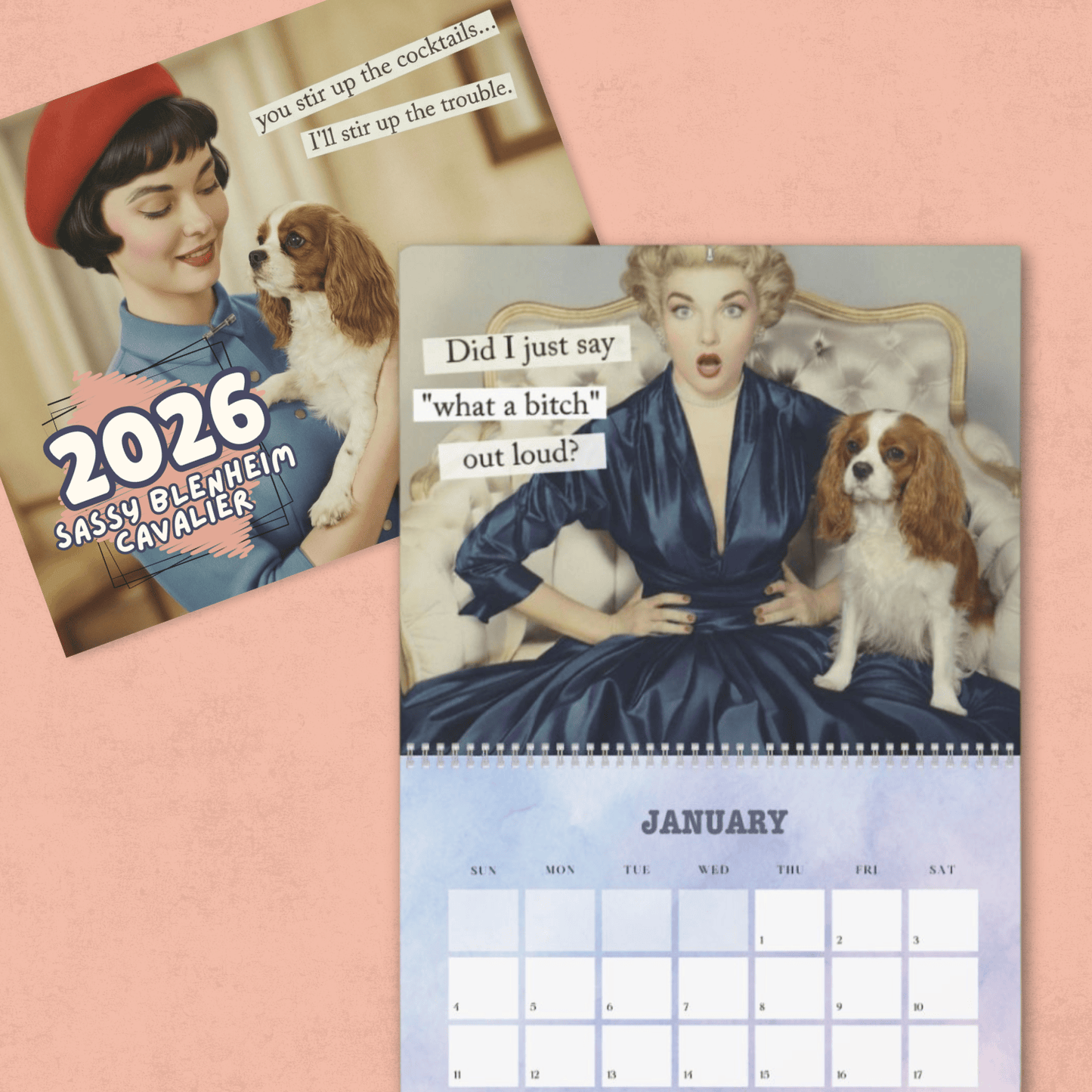 2026 Blenheim Cavalier Snarky Sassy Wall Calendar