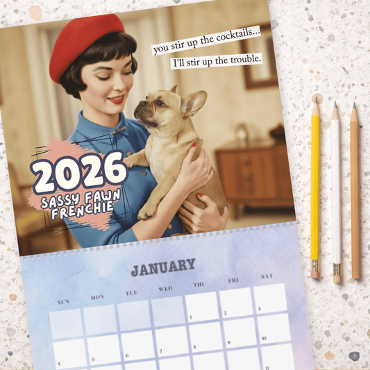 2026 Fawn Frenchie Wall Calendar 14" x 11.5" Matte