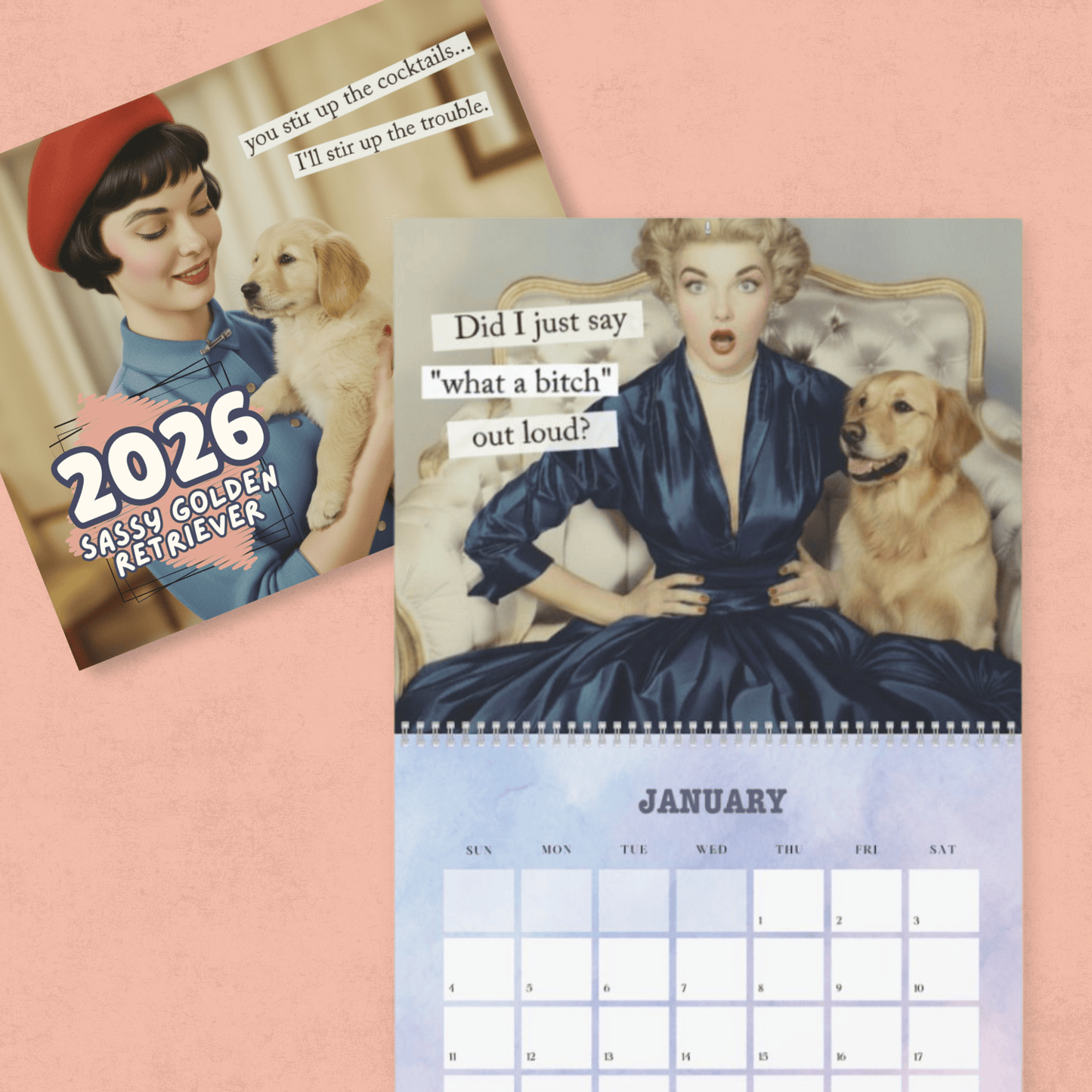 2026 Golden Retriever Snarky Sassy Wall Calendar