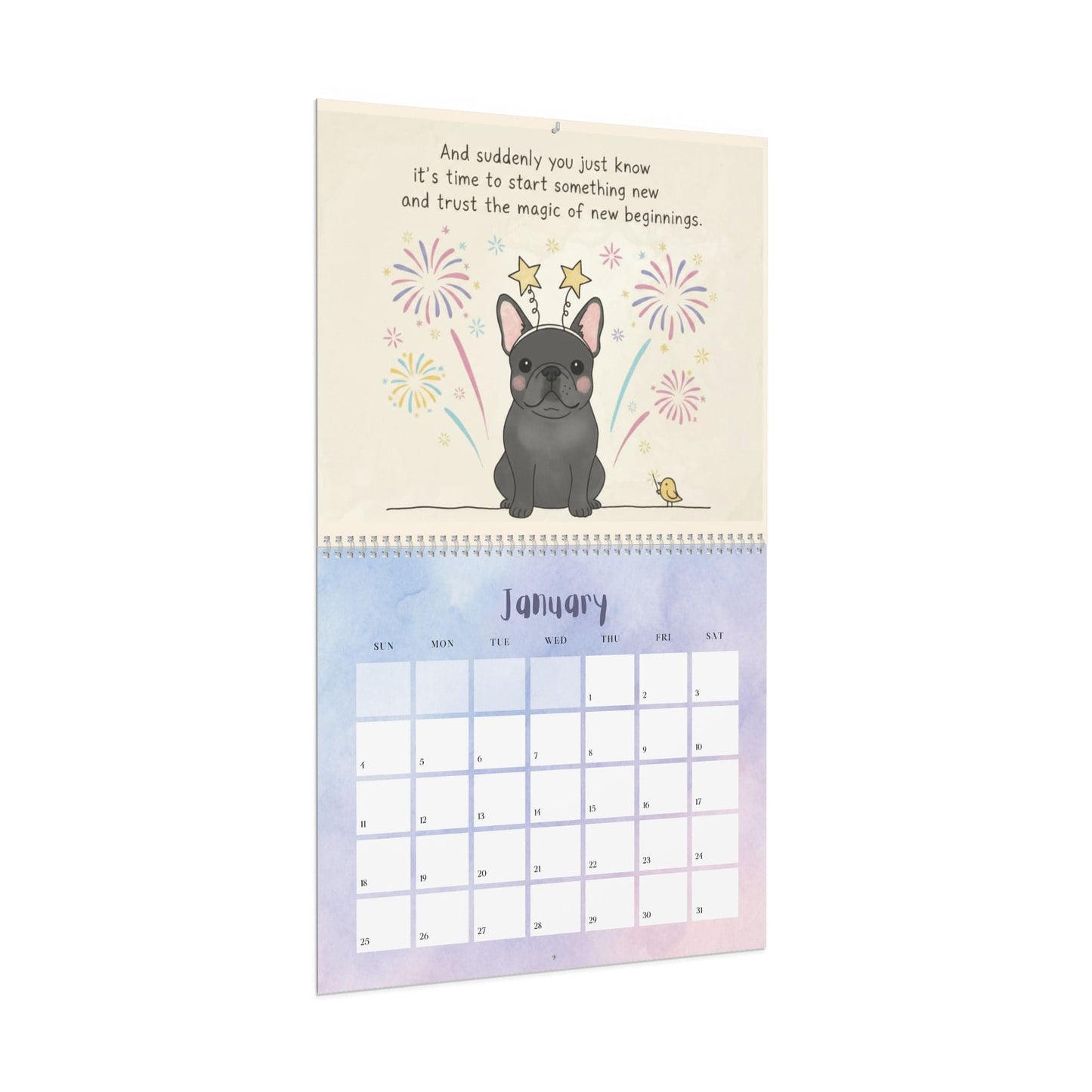2026 Inspirational Black Frenchie Wall Calendar