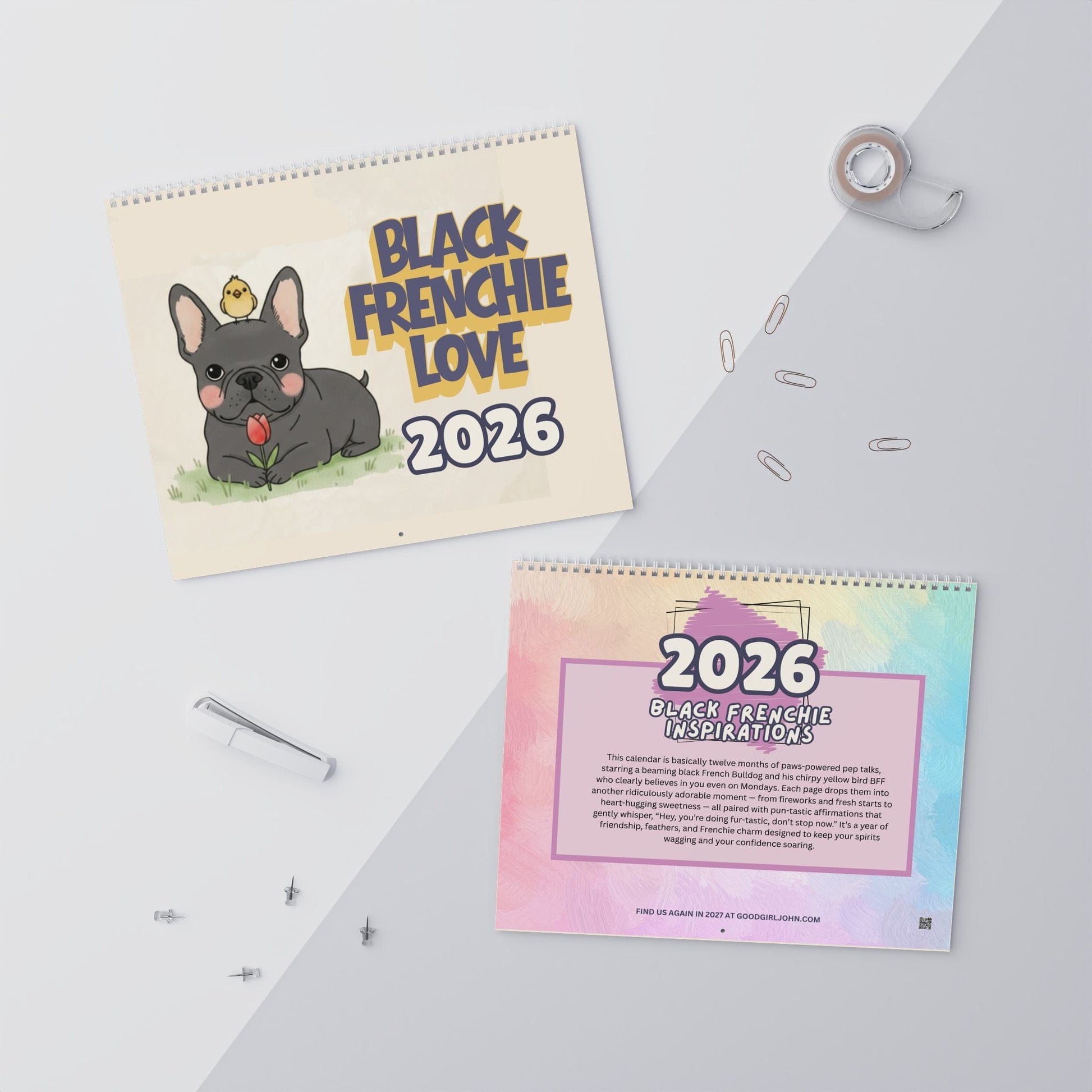 2026 Inspirational Black Frenchie Wall Calendar