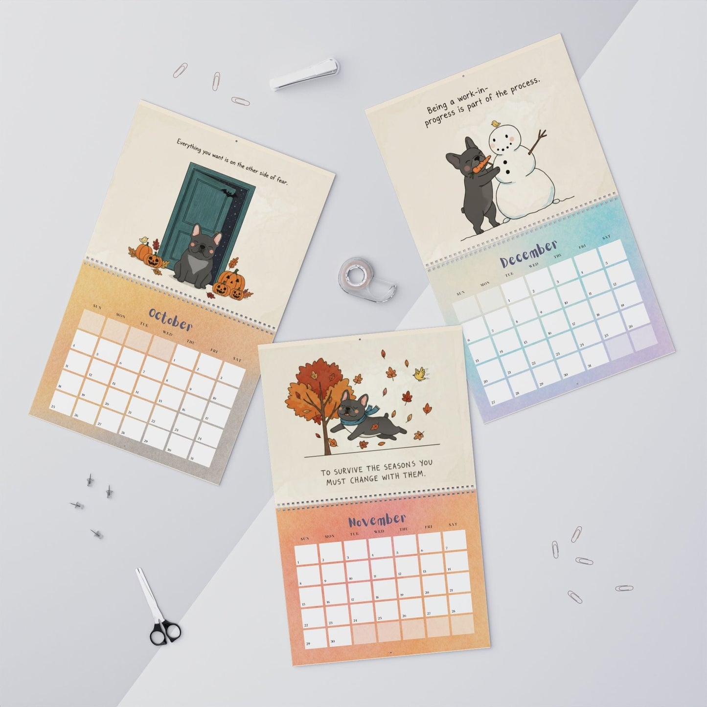 2026 Inspirational Black Frenchie Wall Calendar