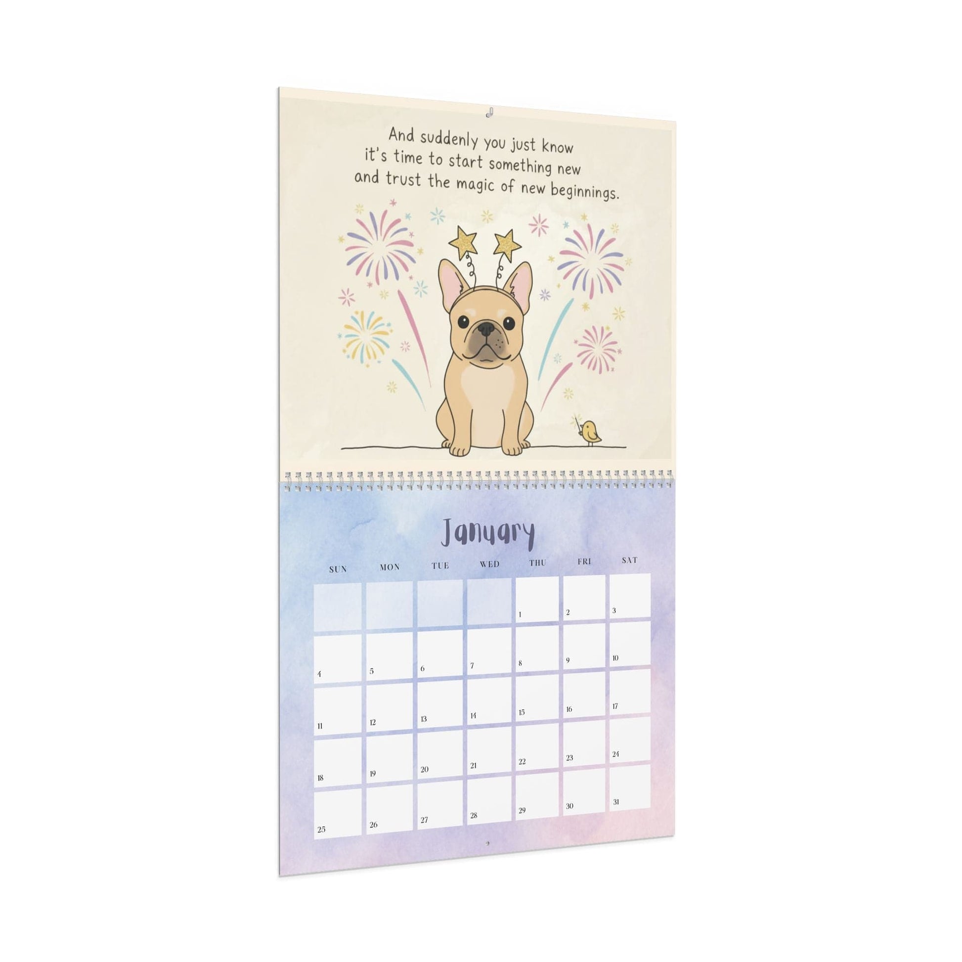 2026 Inspirational Fawn Frenchie Wall Calendar