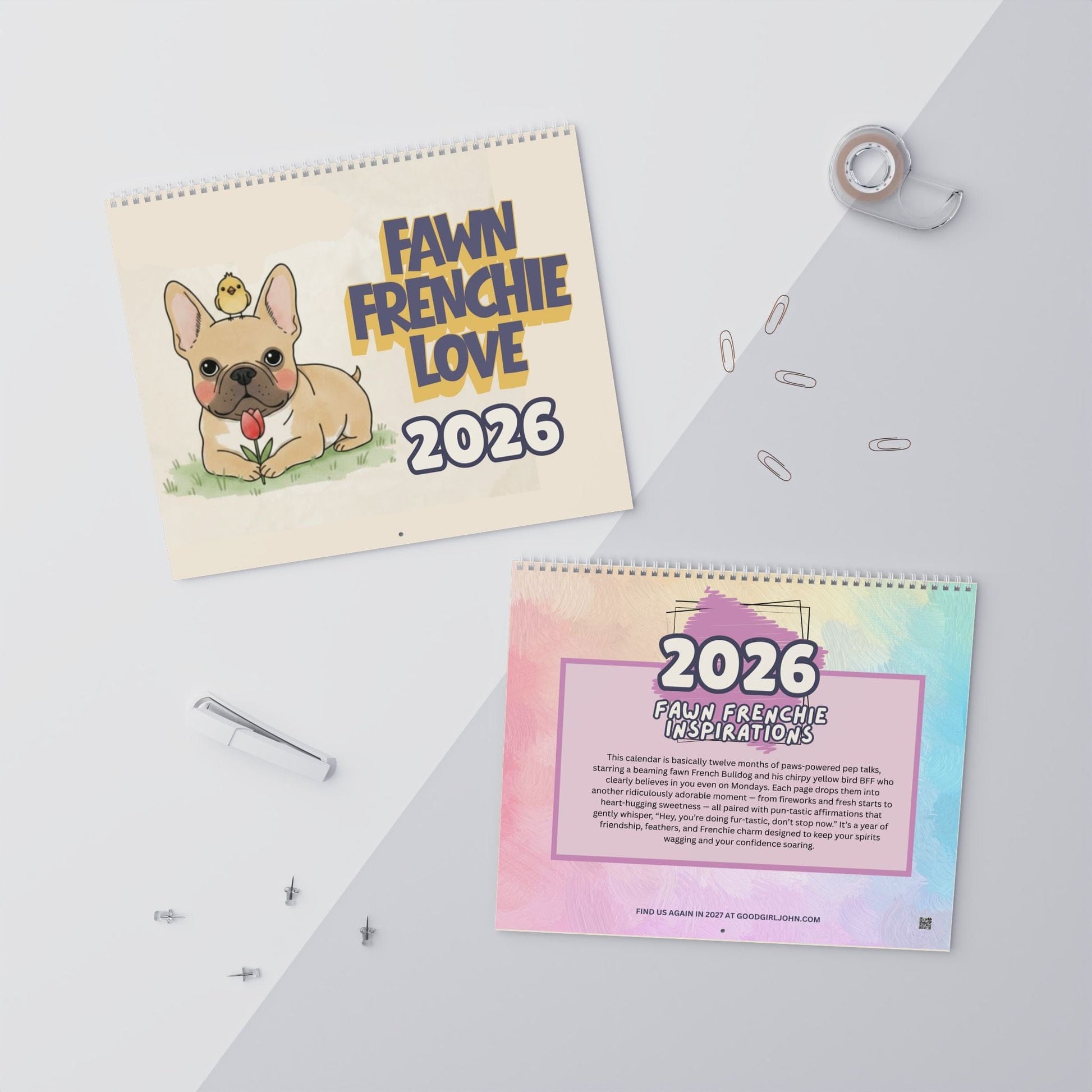 2026 Inspirational Fawn Frenchie Wall Calendar