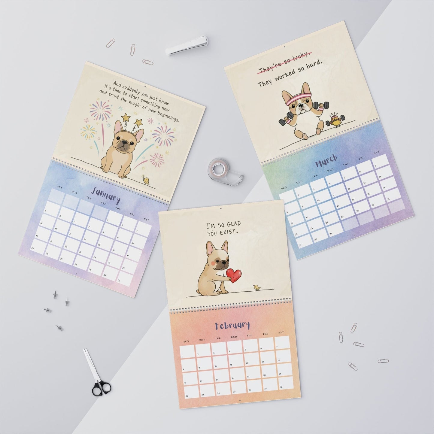 2026 Inspirational Fawn Frenchie Wall Calendar