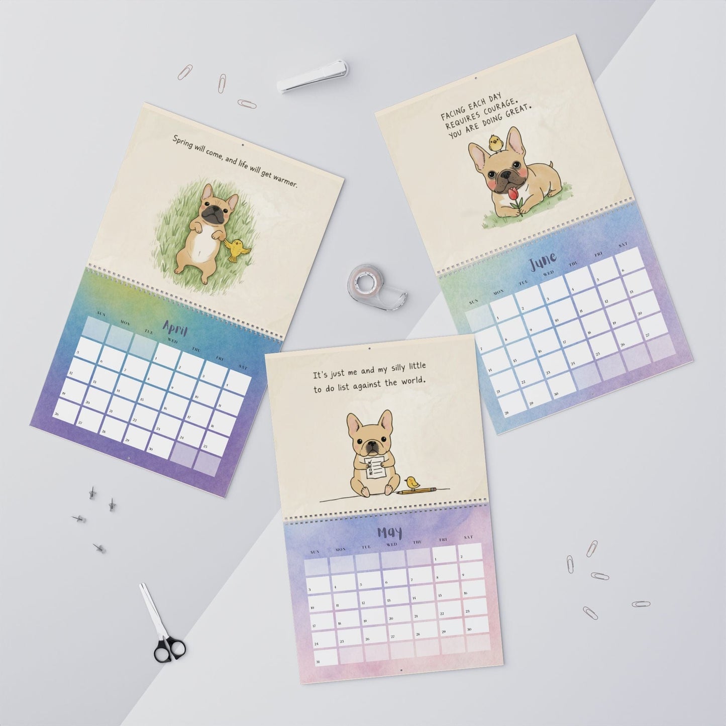 2026 Inspirational Fawn Frenchie Wall Calendar
