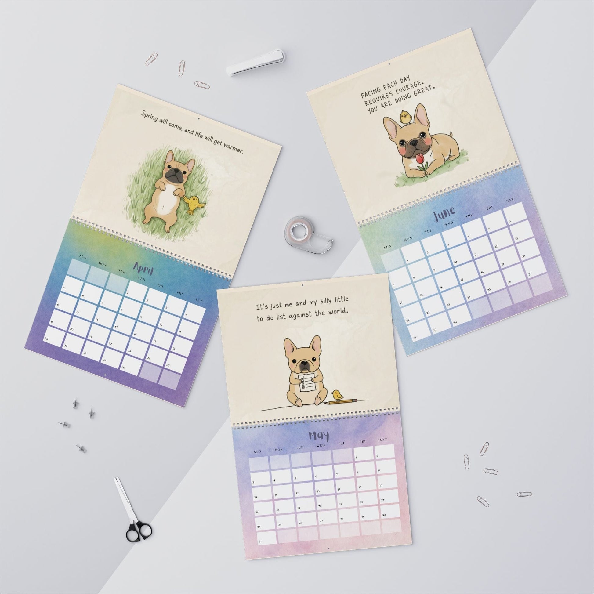 2026 Inspirational Fawn Frenchie Wall Calendar