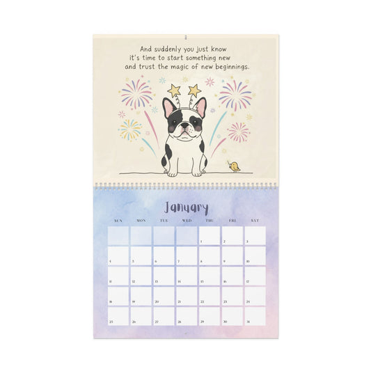 2026 Inspirational Piebald Frenchie Wall Calendar