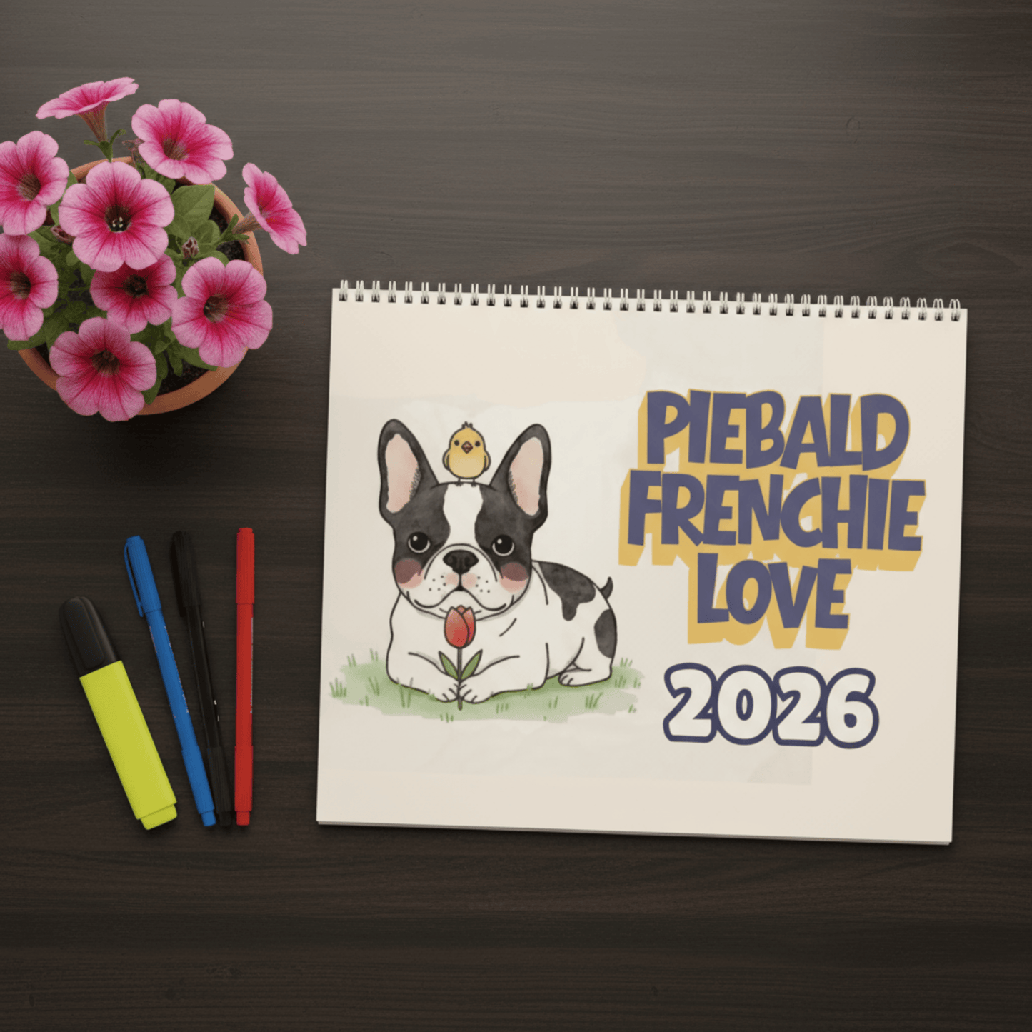 2026 Inspirational Piebald Frenchie Wall Calendar