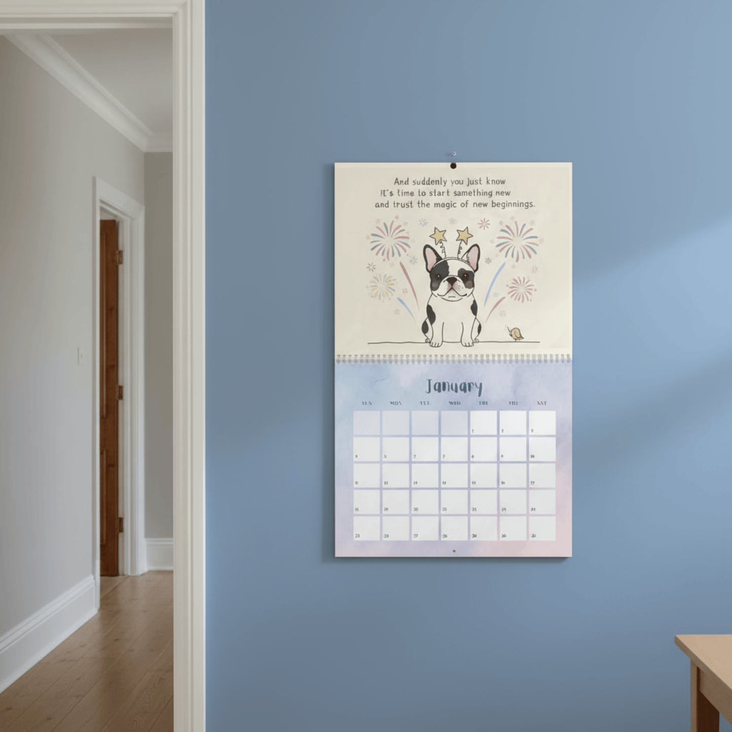 2026 Inspirational Piebald Frenchie Wall Calendar