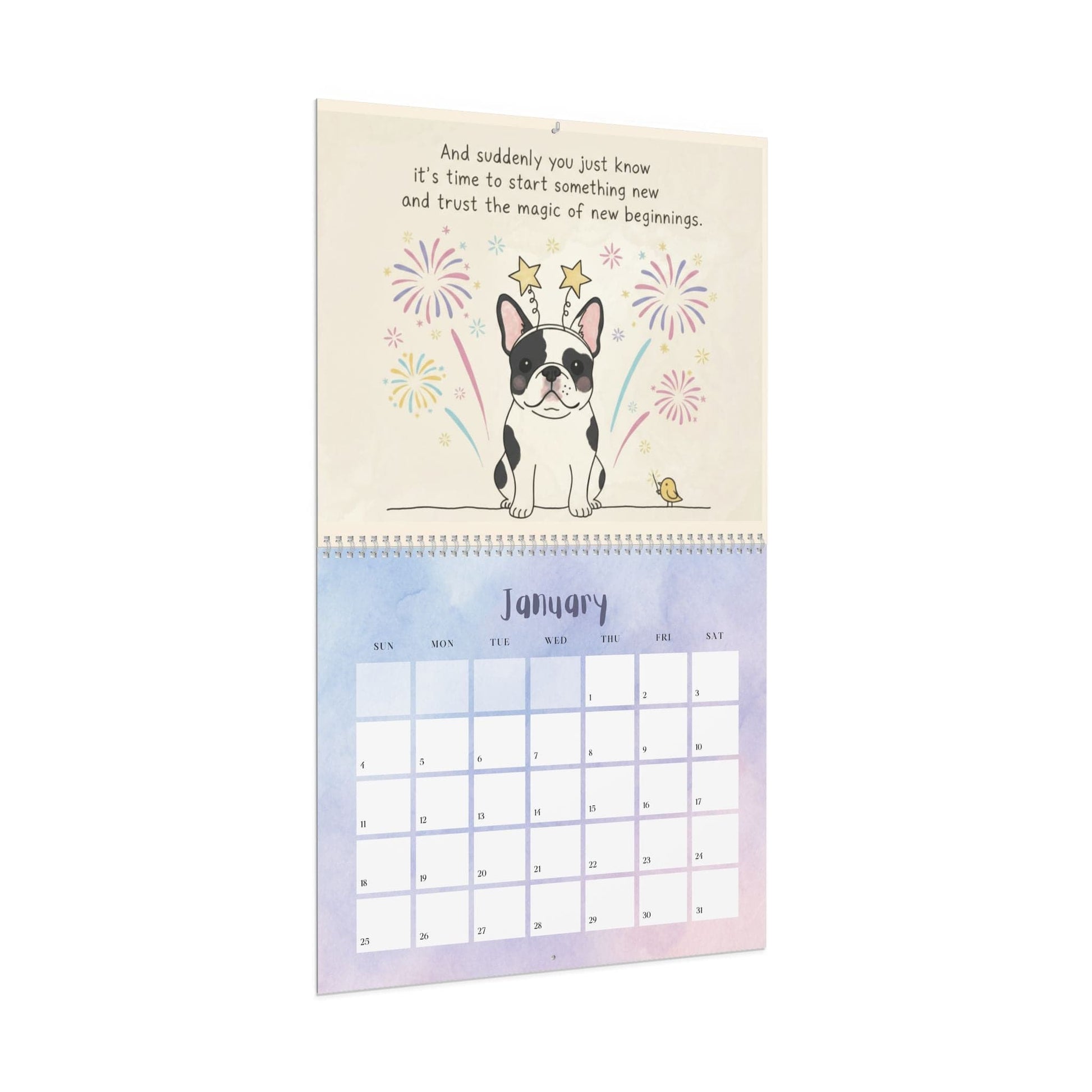 2026 Inspirational Piebald Frenchie Wall Calendar