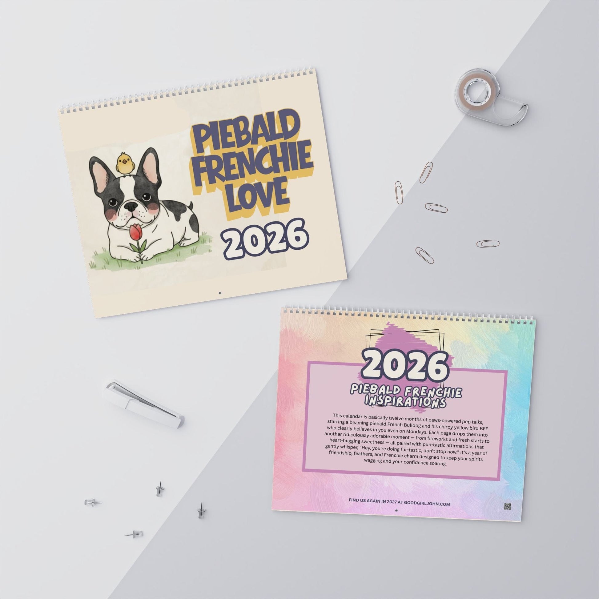 2026 Inspirational Piebald Frenchie Wall Calendar
