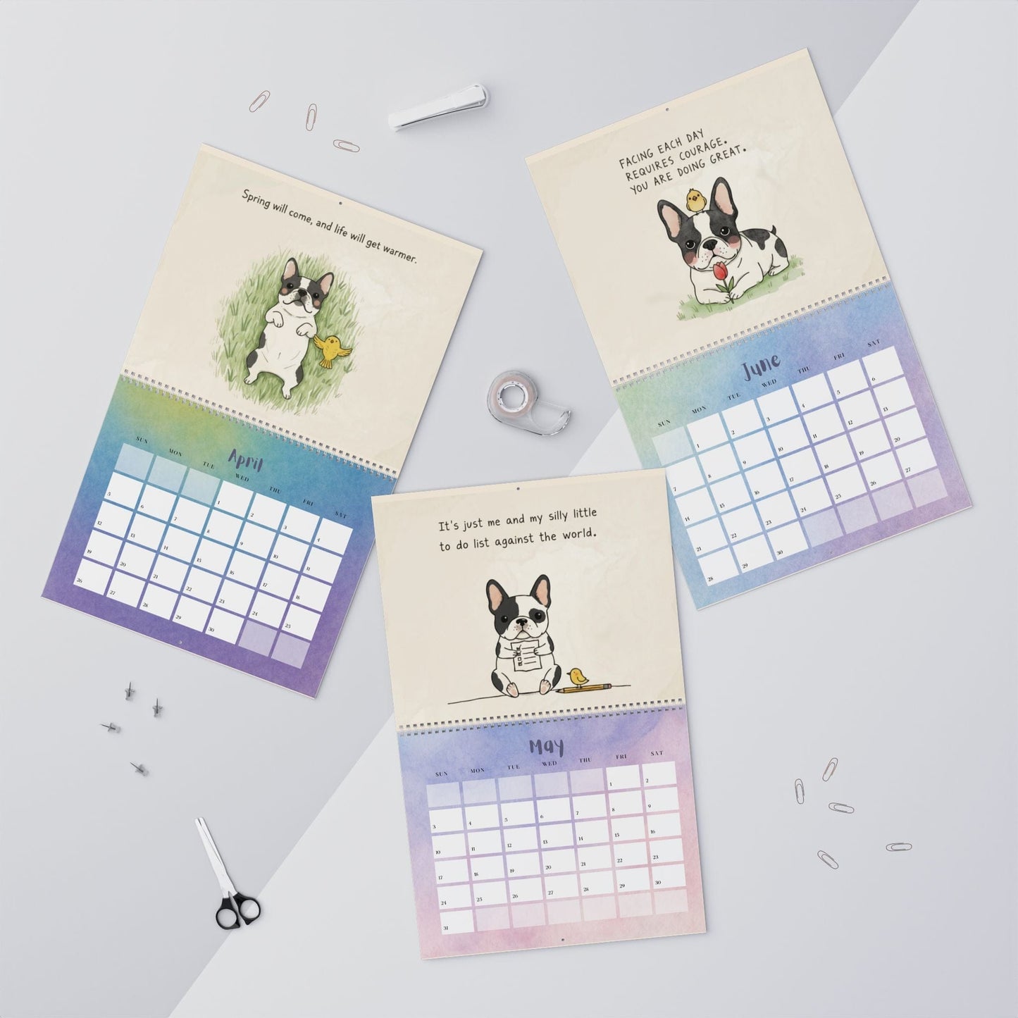 2026 Inspirational Piebald Frenchie Wall Calendar