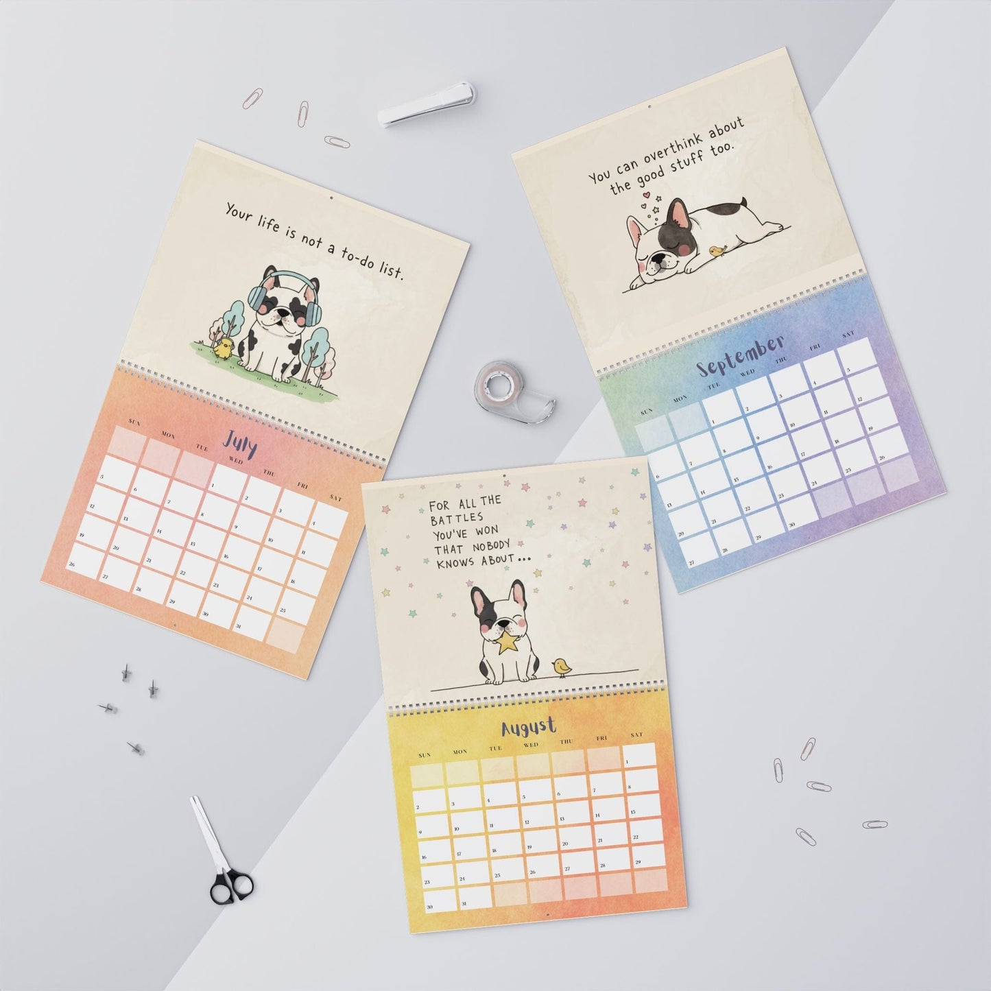 2026 Inspirational Piebald Frenchie Wall Calendar