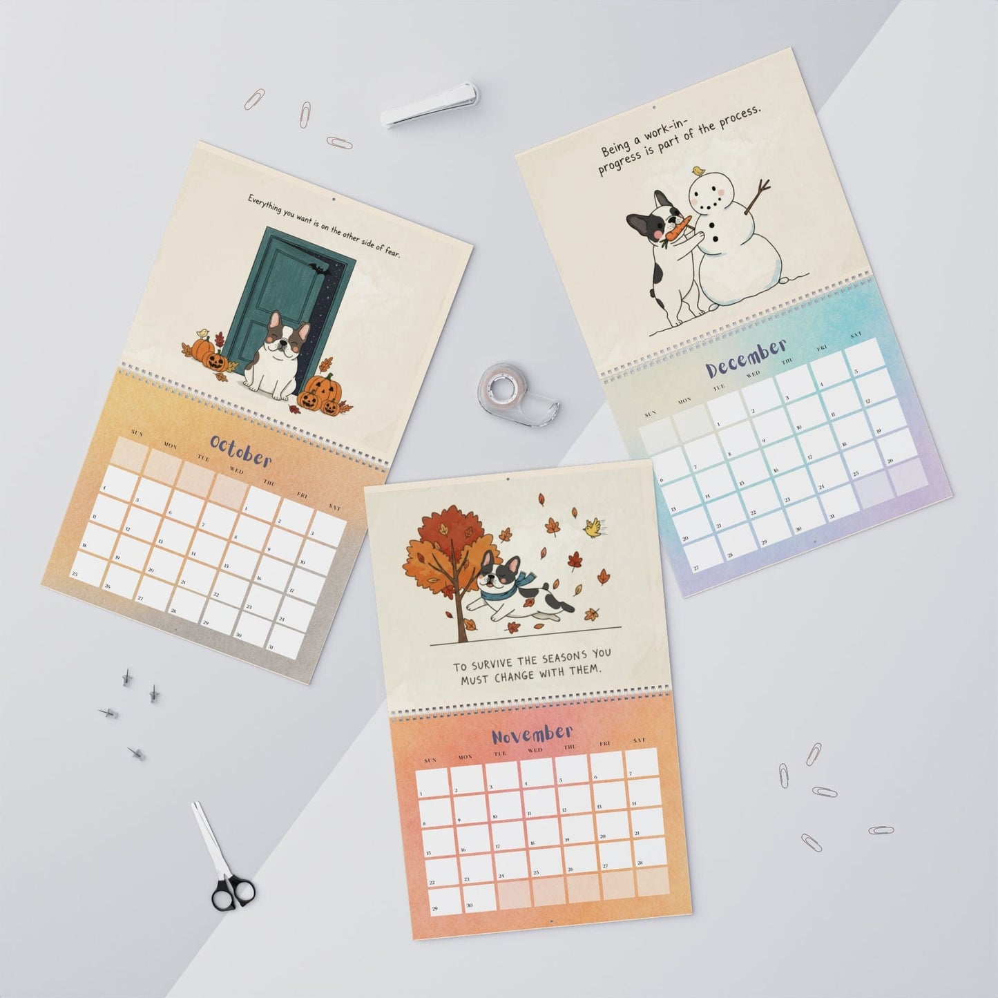 2026 Inspirational Piebald Frenchie Wall Calendar
