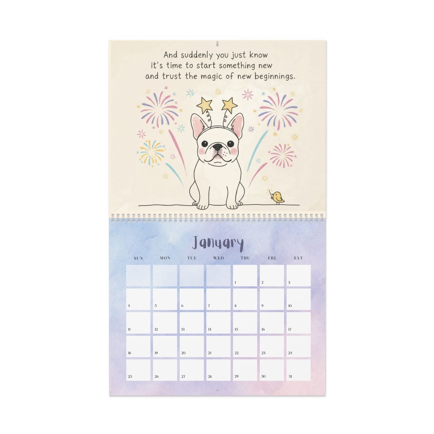 2026 Inspirational White Frenchie Wall Calendar