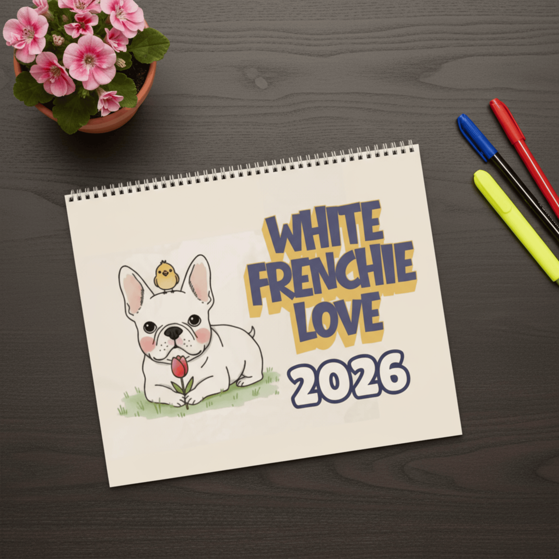 2026 Inspirational White Frenchie Wall Calendar