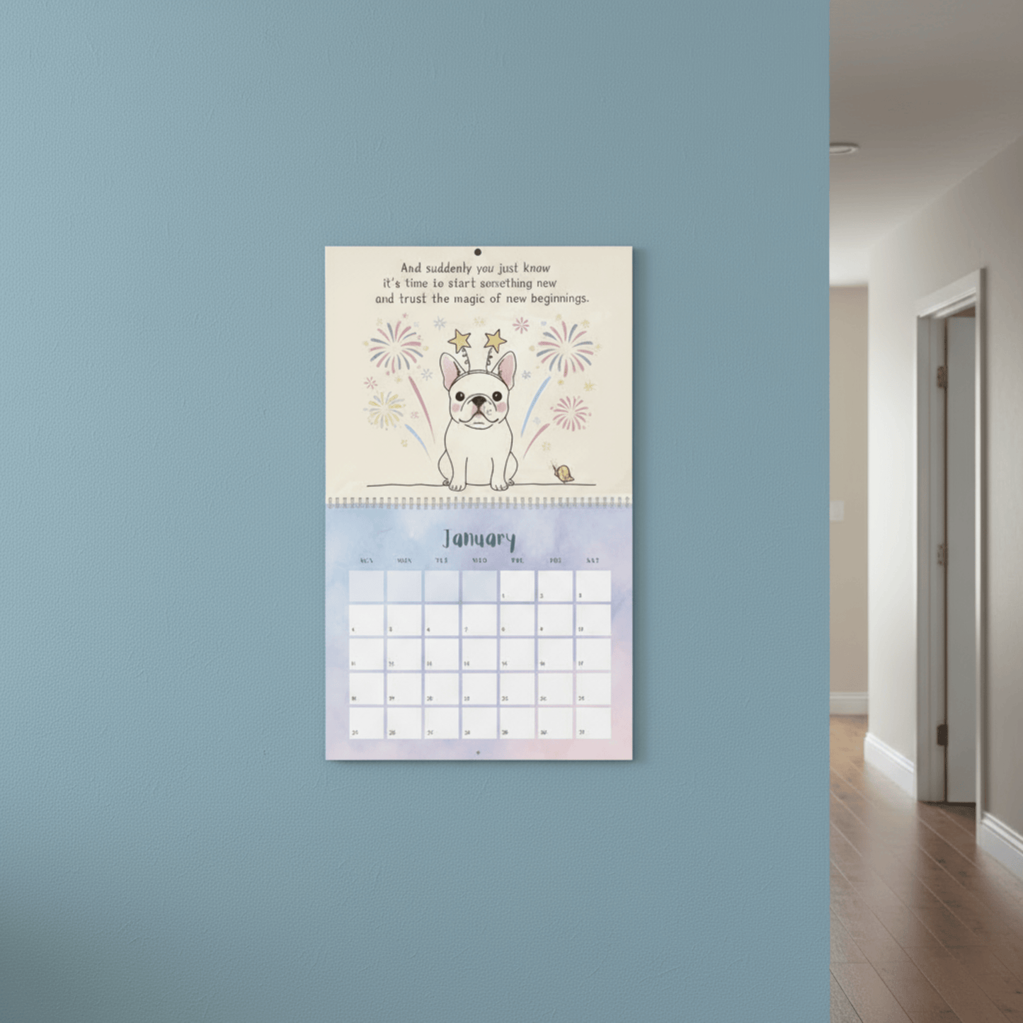 2026 Inspirational White Frenchie Wall Calendar