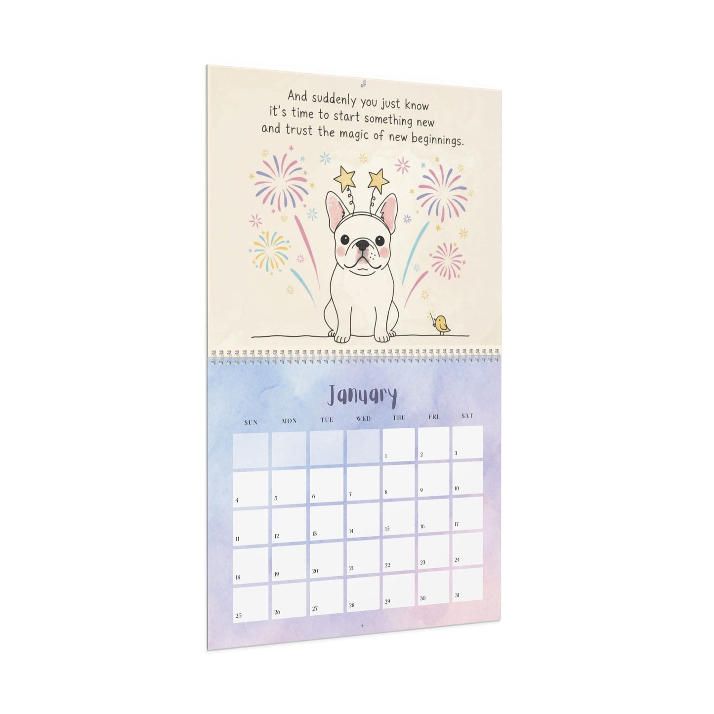 2026 Inspirational White Frenchie Wall Calendar