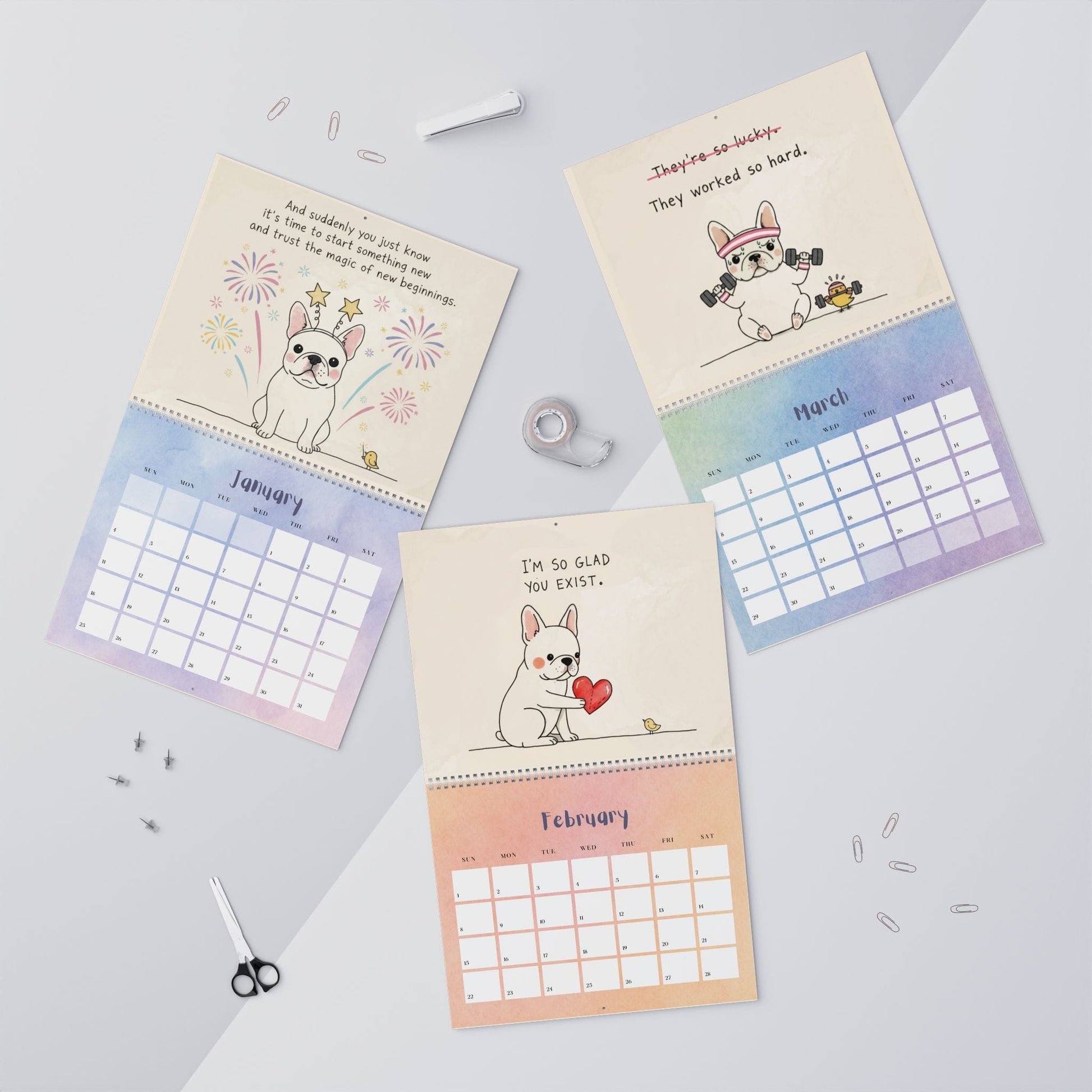 2026 Inspirational White Frenchie Wall Calendar