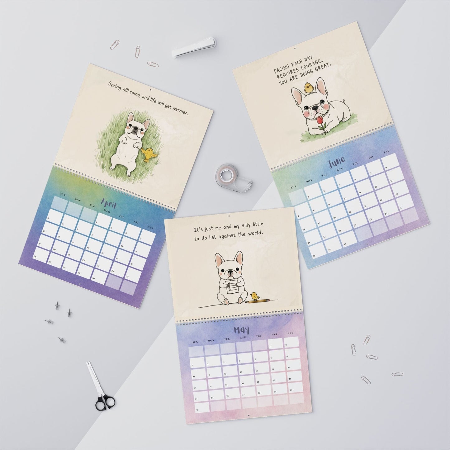 2026 Inspirational White Frenchie Wall Calendar
