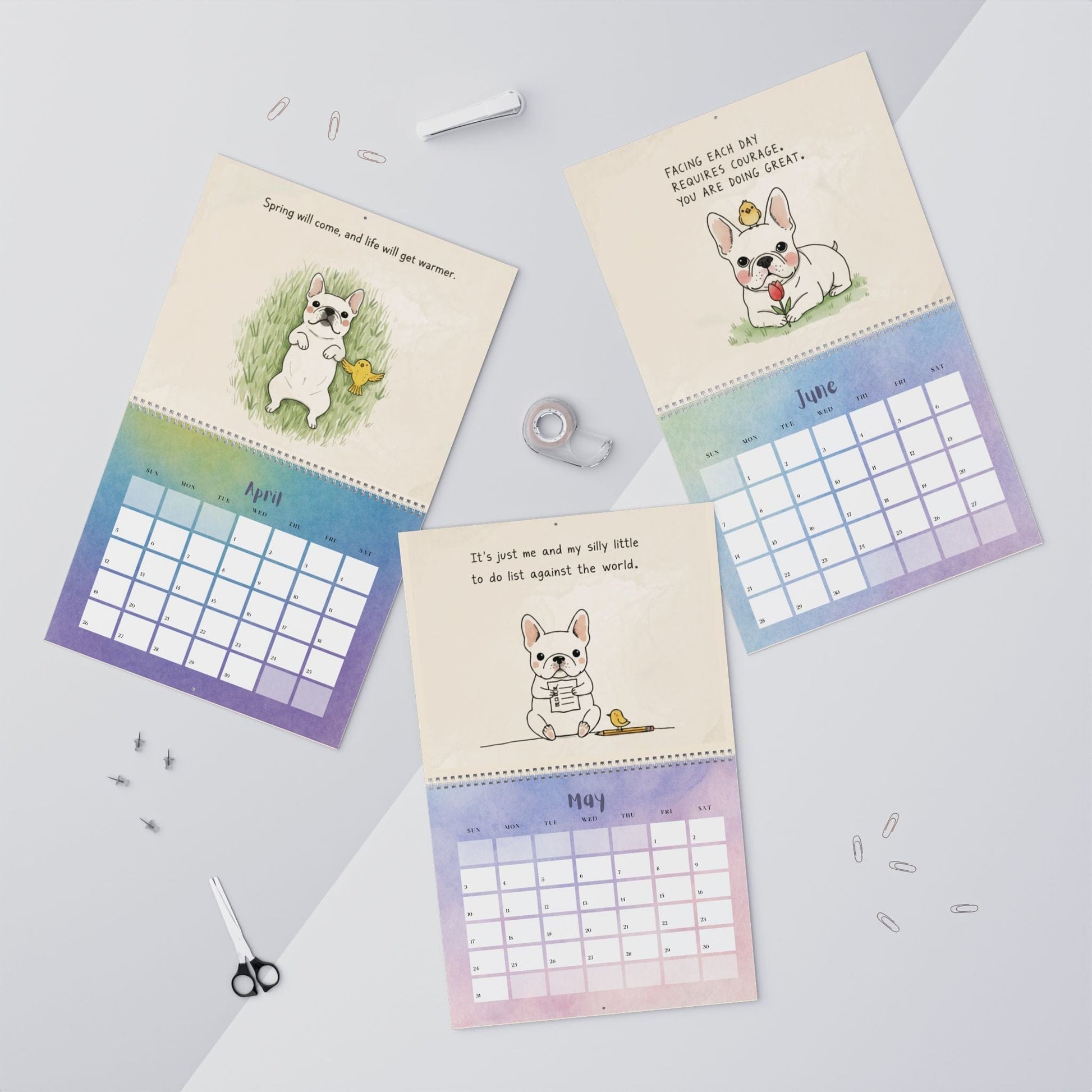 2026 Inspirational White Frenchie Wall Calendar