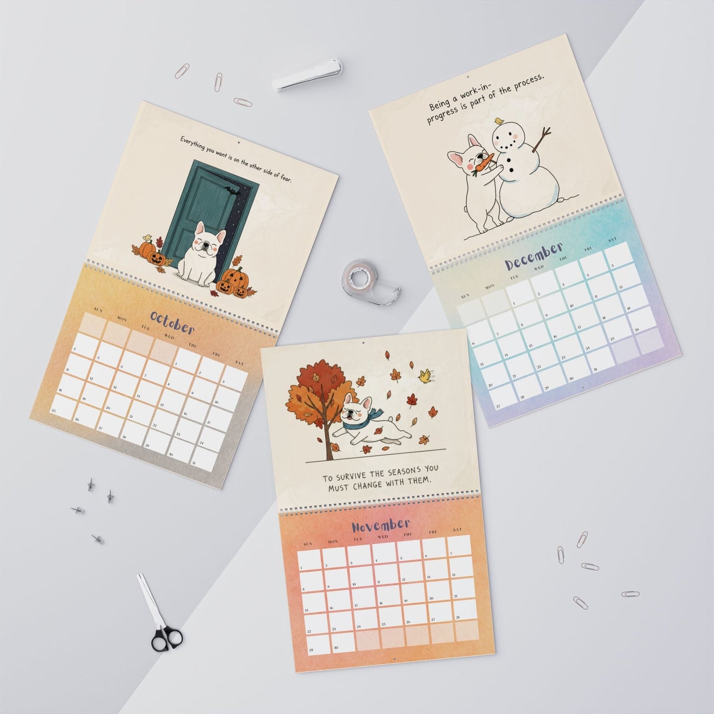 2026 Inspirational White Frenchie Wall Calendar