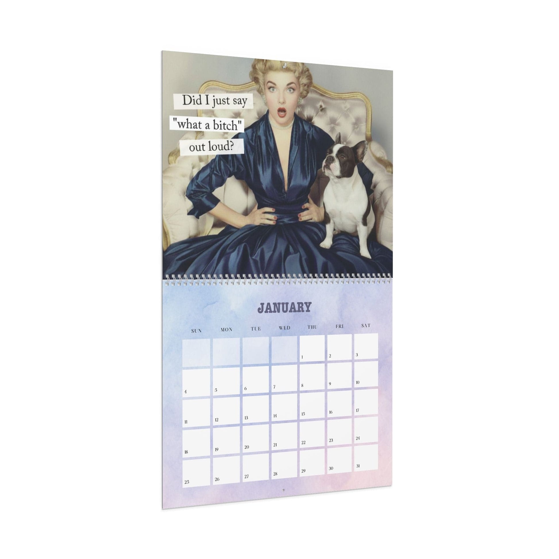2026 Piebald Frenchie Snarky Sassy Wall Calendar