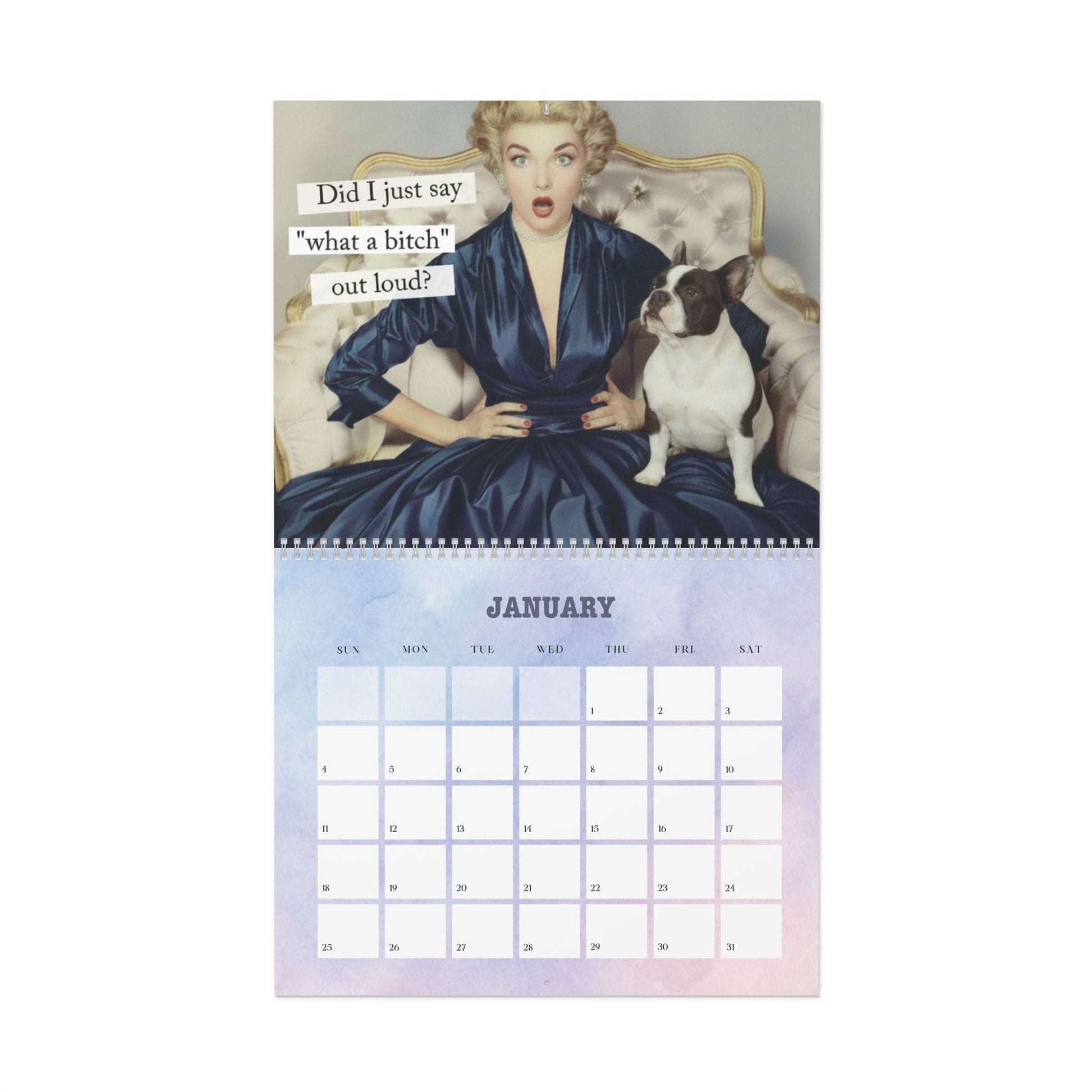 2026 Piebald Frenchie Snarky Sassy Wall Calendar