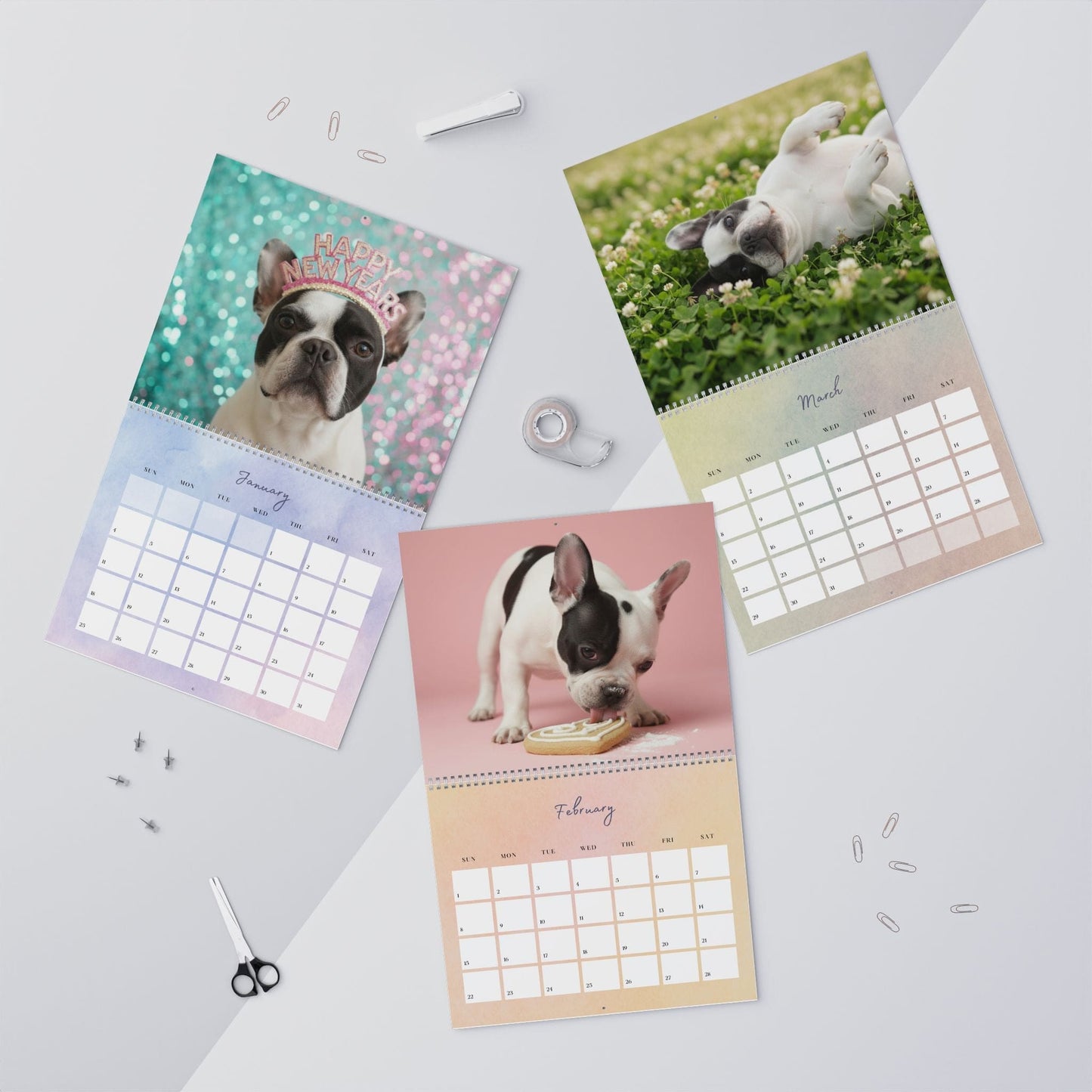 2026 Piebald Frenchie Wall Calendar