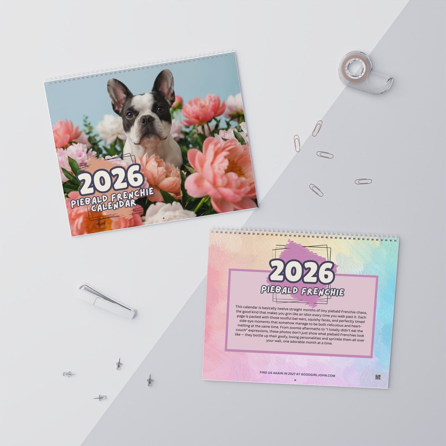 2026 Piebald Frenchie Wall Calendar