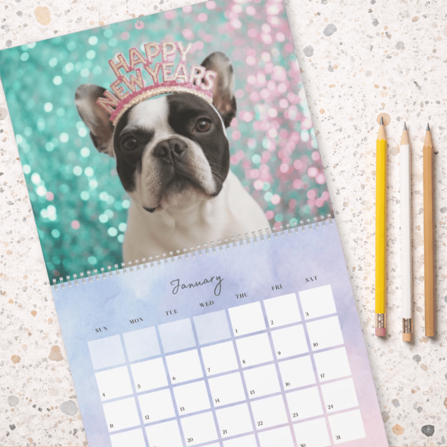 2026 Piebald Frenchie Wall Calendar 14" x 11.5" Matte