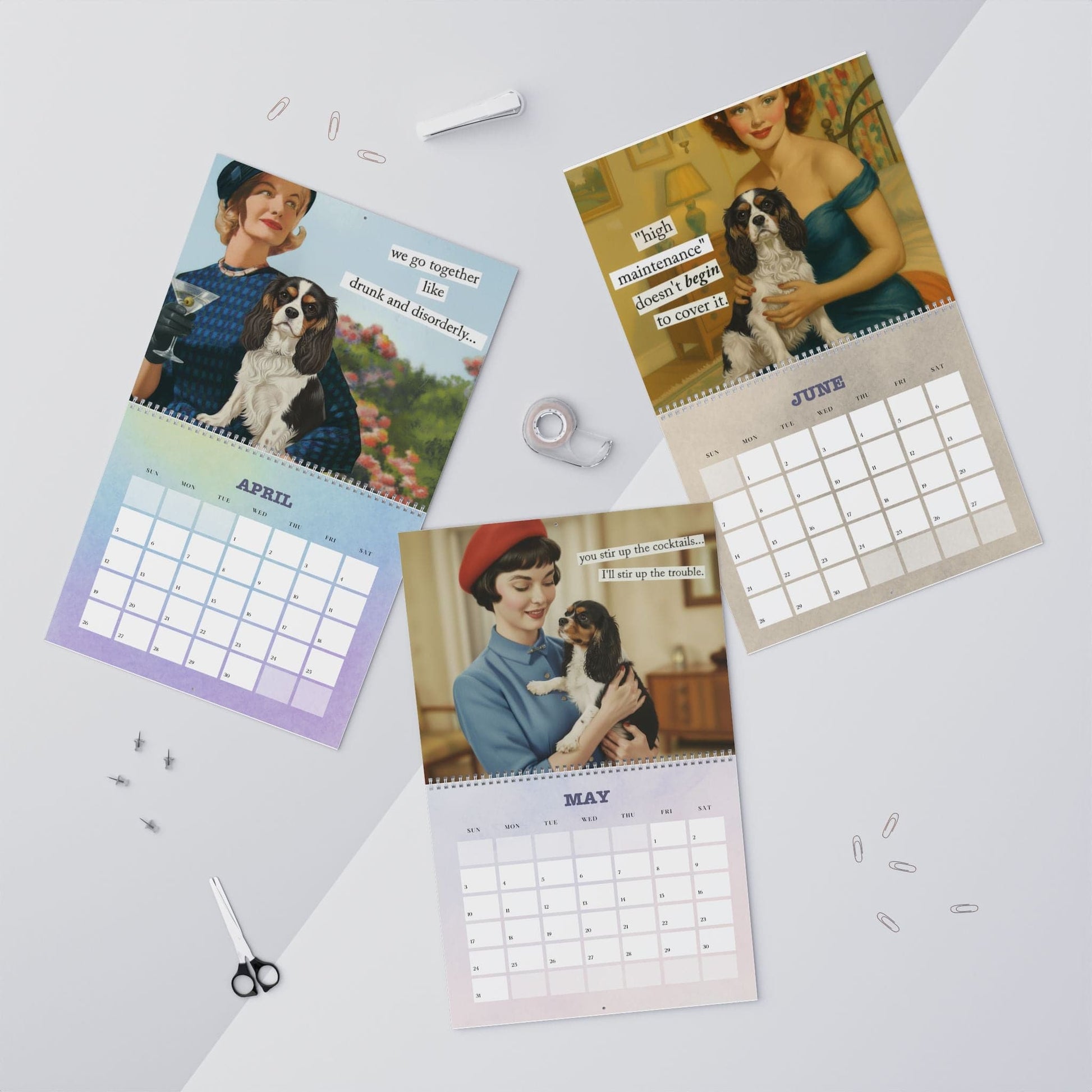 2026 Tricolor Cavalier Snarky Sassy Wall Calendar