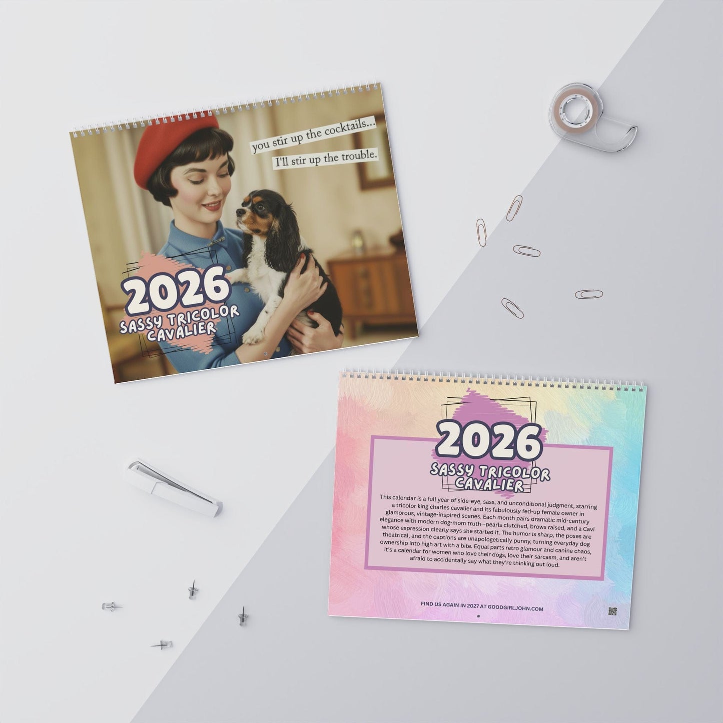 2026 Tricolor Cavalier Snarky Sassy Wall Calendar