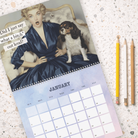 2026 Tricolor Cavalier Snarky Sassy Wall Calendar 14" x 11.5" Matte