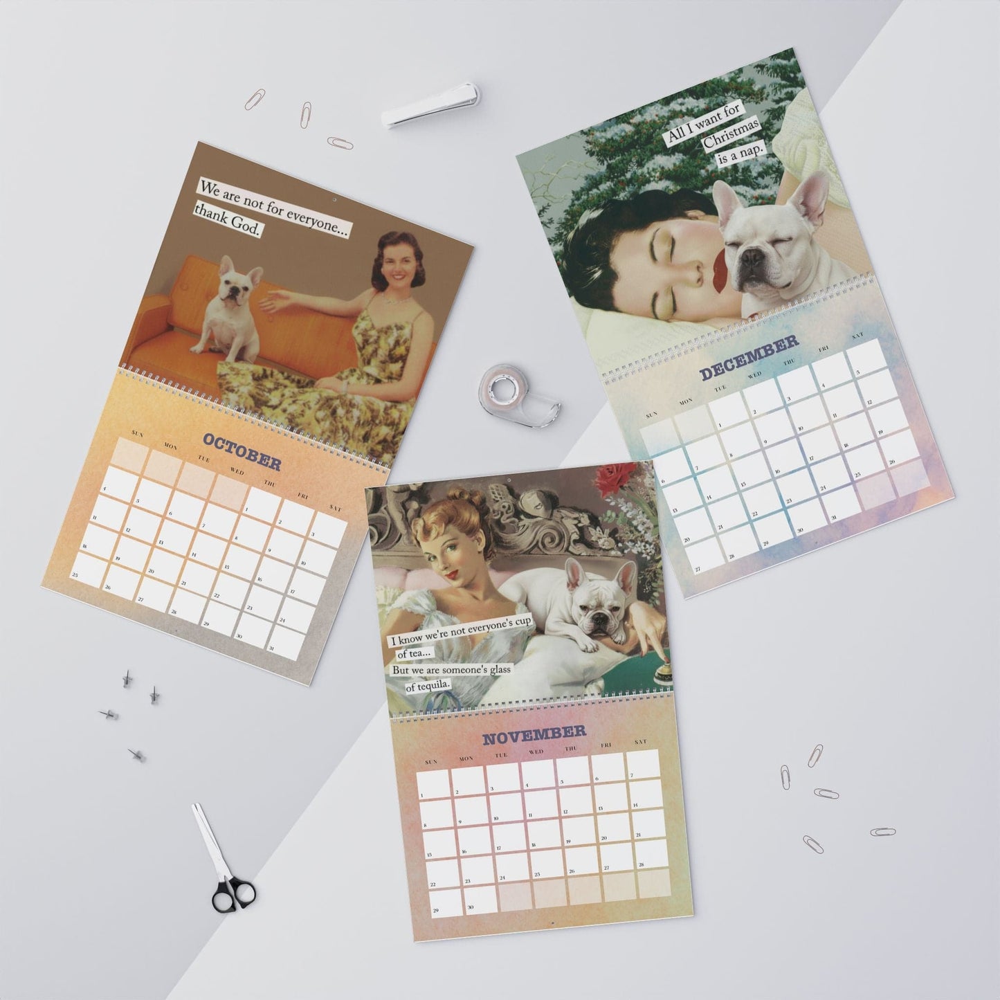 2026 White Frenchie Snarky Sassy Wall Calendar